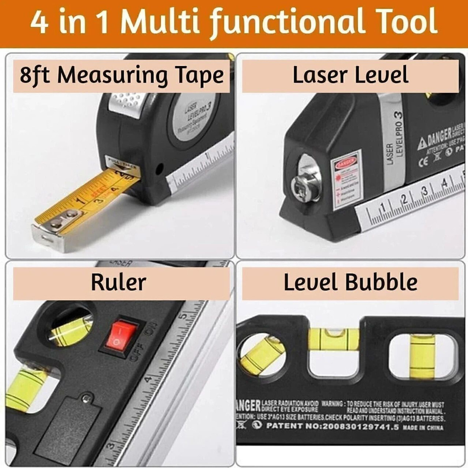 Image of SIMESTICH Laser Leveler Tool Multipurpose Laser Level Kit Line Laser level Laser Line leveler Non-magnetic Line Level (18.5 cm)