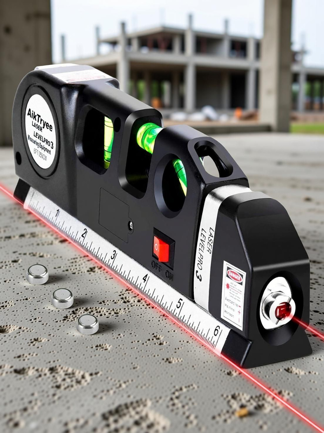 Image of AQUABUCKET Multipurpose Laser Level Kit Standard Cross Line Laser level Laser Line Multipurpose Laser Measure Tool, Spirit Level Standard Metric Ruler Laser Non-magnetic Line Level