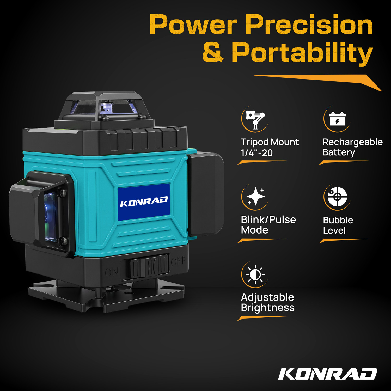 Image of Tomahawk KON-1288 |16 Lines,4x360 4D Green Cross Line Professional Laser & Remote Controller| Non-magnetic Line Level