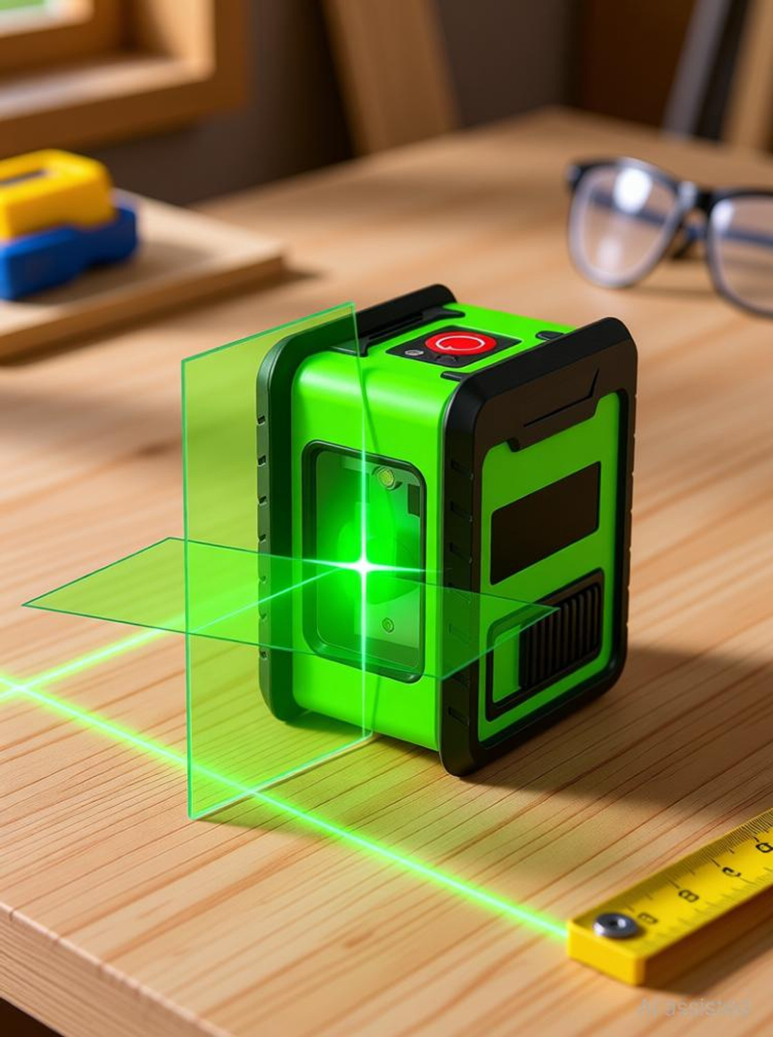 Image of Real Instruments Rotatable Laser Level 2 Line Horizontal And Vertical Points Cross Lines Border IP54 Waterproof 360 High Precision Green Light Self Leveling Laser Level Magnetic Line Level