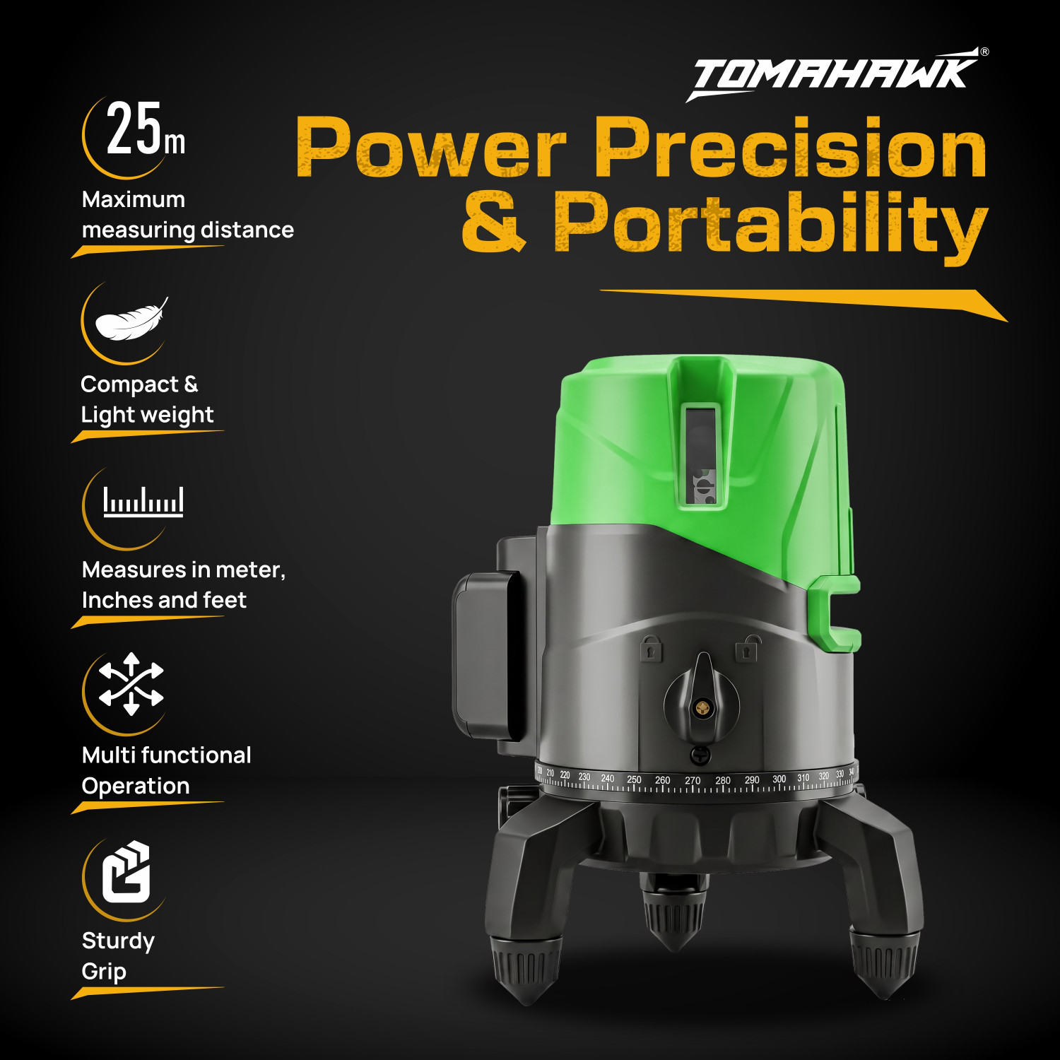 Image of Tomahawk Self Leveling 5 Line Laser Non-magnetic Engineer's Precision Level TLL-B-05-N-5-Line-Level Non-magnetic Engineer's Precision Level