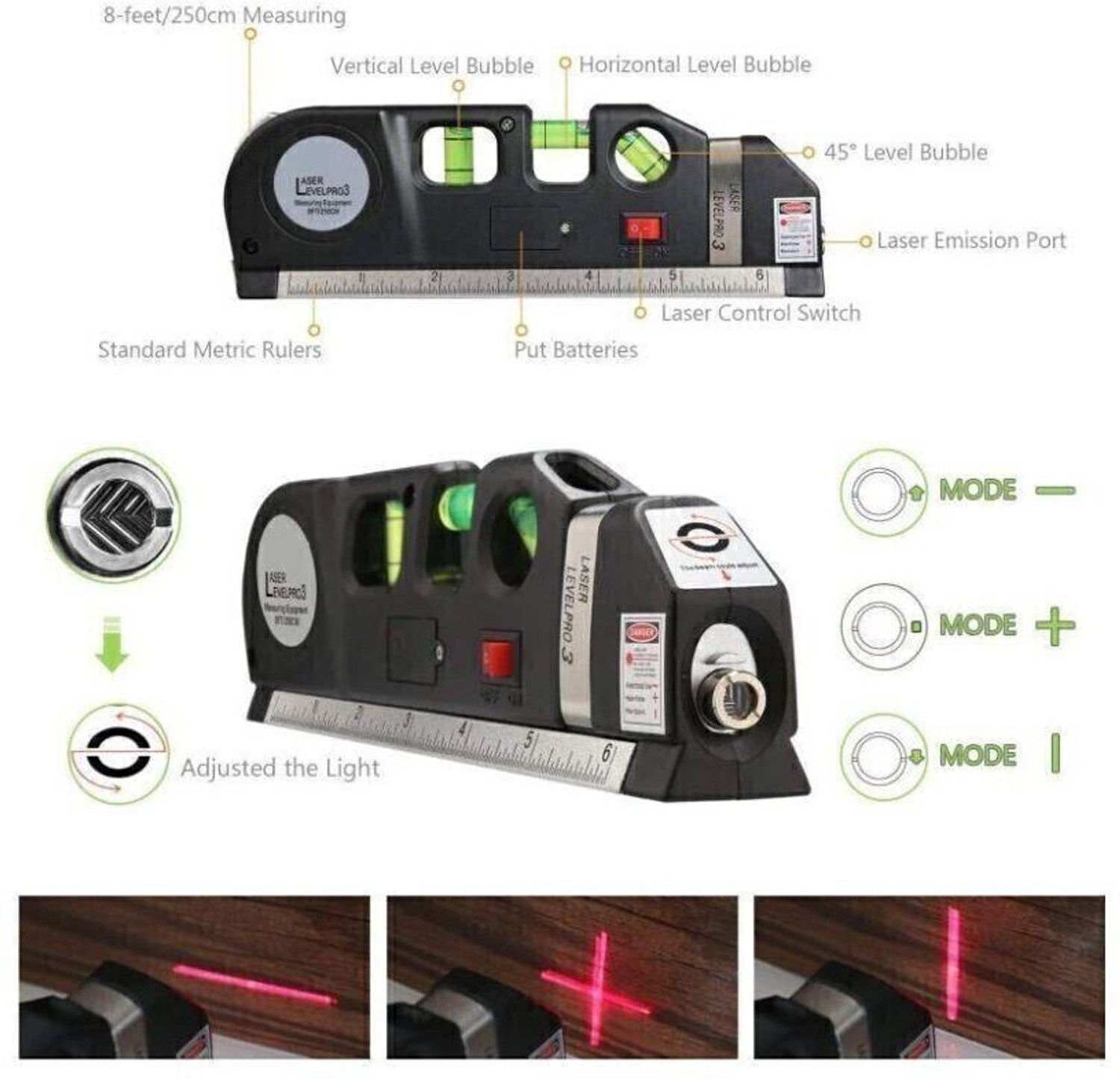 Image of SHUANG YOU MN87 Laser Level Horizontal Vertical Measure 8FT Aligner Rulers Multipurpose Accurate Line Tape Adjusted With Cross Light Multi-Function Portable 2 lines 1 Dot Smart Pro Measuring Measurement Hand Tool Leveler Indoor Decoration laser Leveling Instrument Leveling Magnetic Line Level