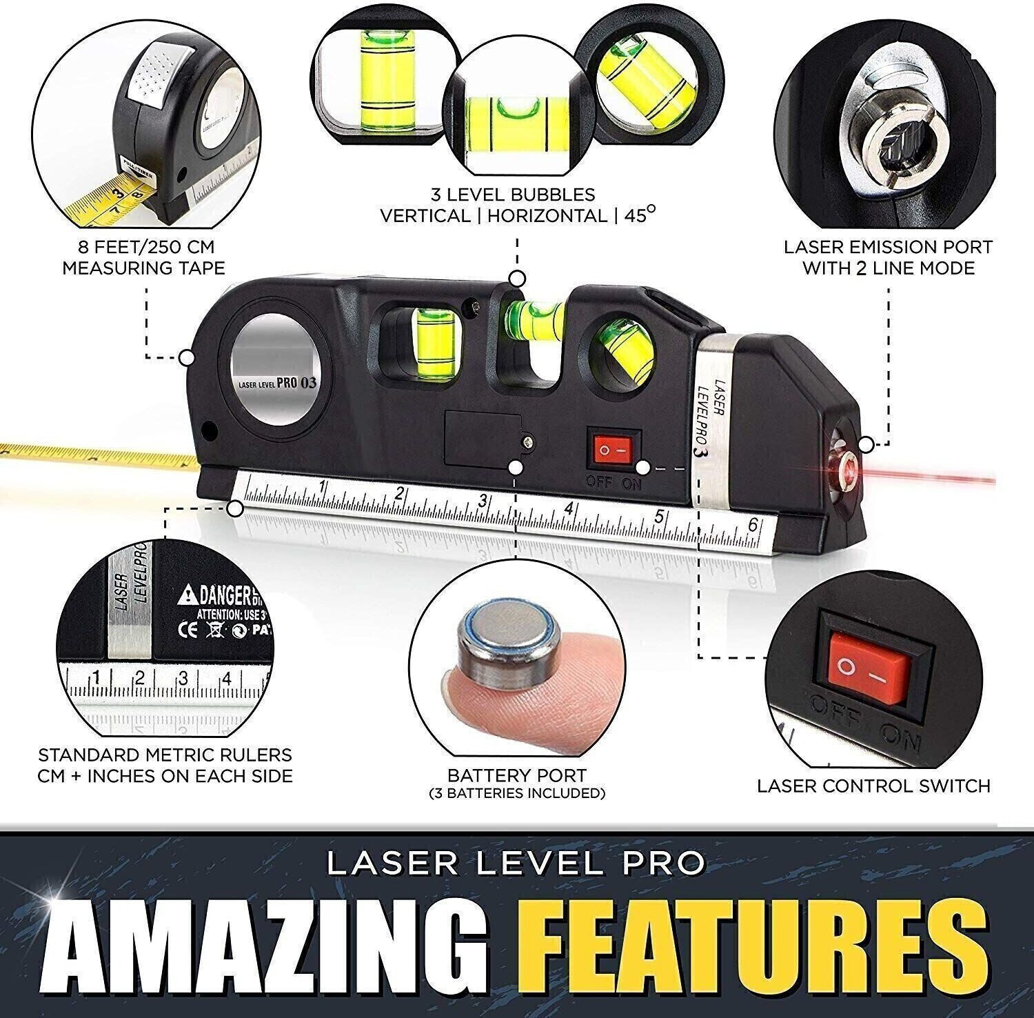 Image of SHUANG YOU MN87 Laser Level Horizontal Vertical Measure 8FT Aligner Rulers Multipurpose Accurate Line Tape Adjusted With Cross Light Multi-Function Portable 2 lines 1 Dot Smart Pro Measuring Measurement Hand Tool Leveler Indoor Decoration laser Leveling Instrument Leveling Magnetic Line Level