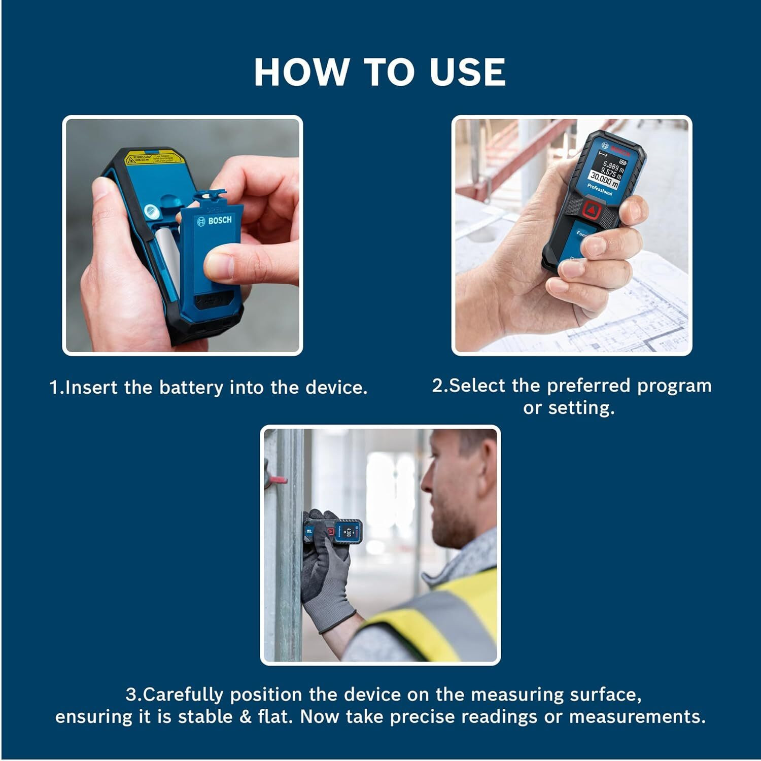 Image of BOSCH GLM 30-23 Laser Distance Measurer Non-magnetic Engineer's Precision Level