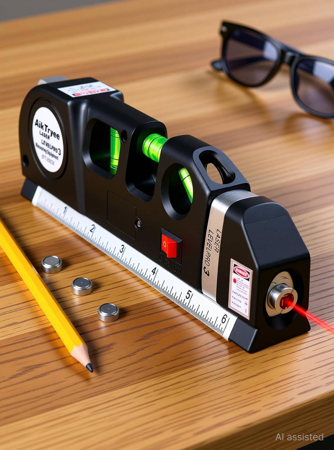 AncientKart Laser Level Line Laser Tape Ruler Adjusted and Metric Rule
