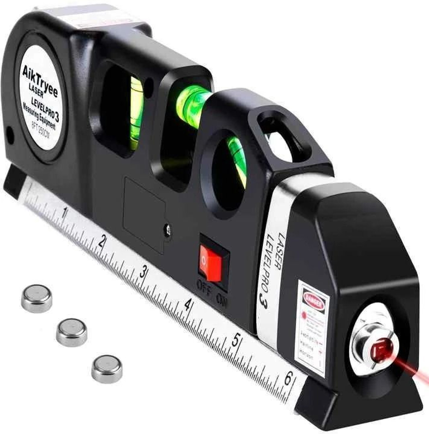 Image of romj TOOL LASER LEVELER Metric Rulers Level Pro 3 Laser Level Line Laser Tape Ruler Adjusted Non-magnetic Engineer's Precision Level