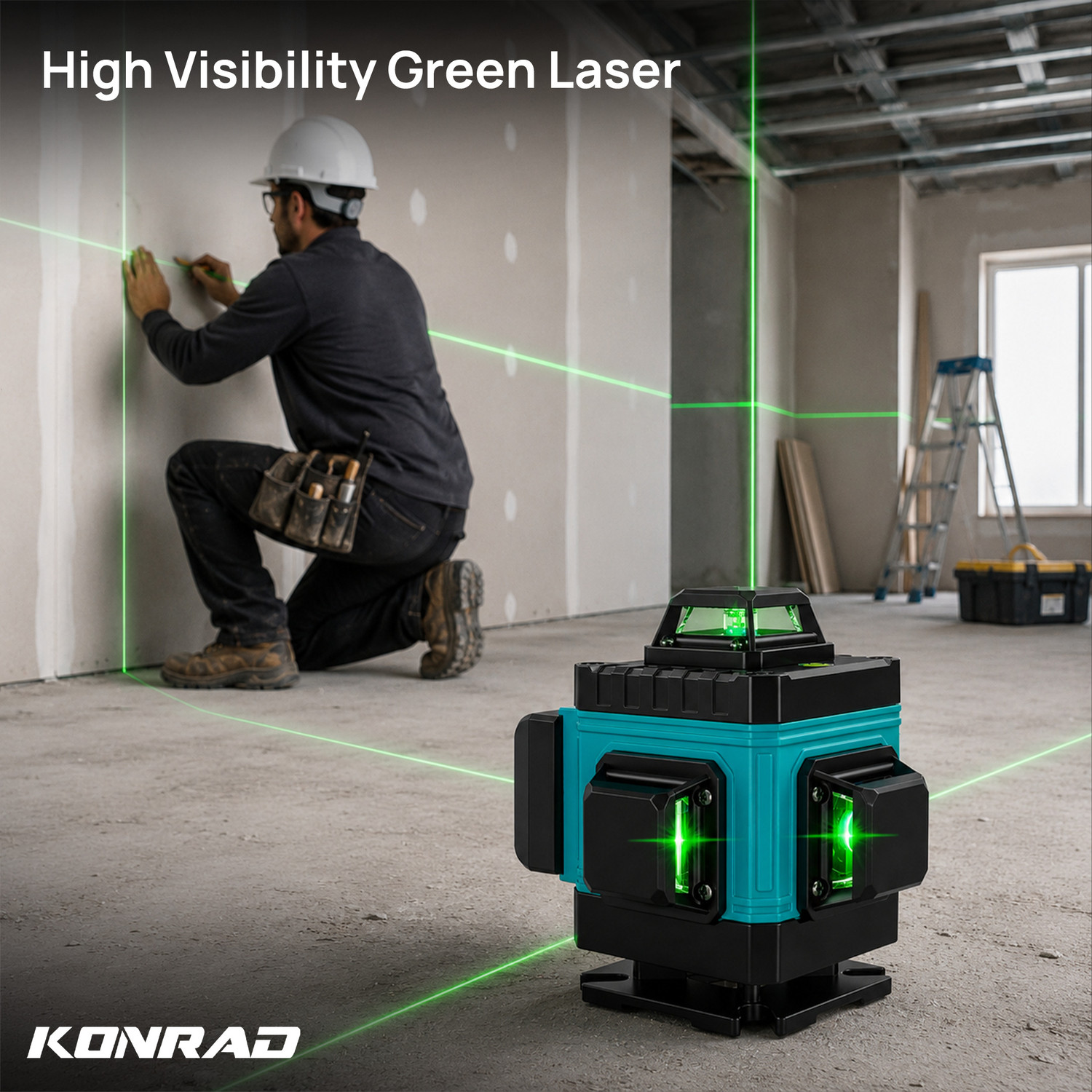 Image of Tomahawk KON-1288 |16 Lines,4x360 4D Green Cross Line Professional Laser & Remote Controller| Non-magnetic Line Level