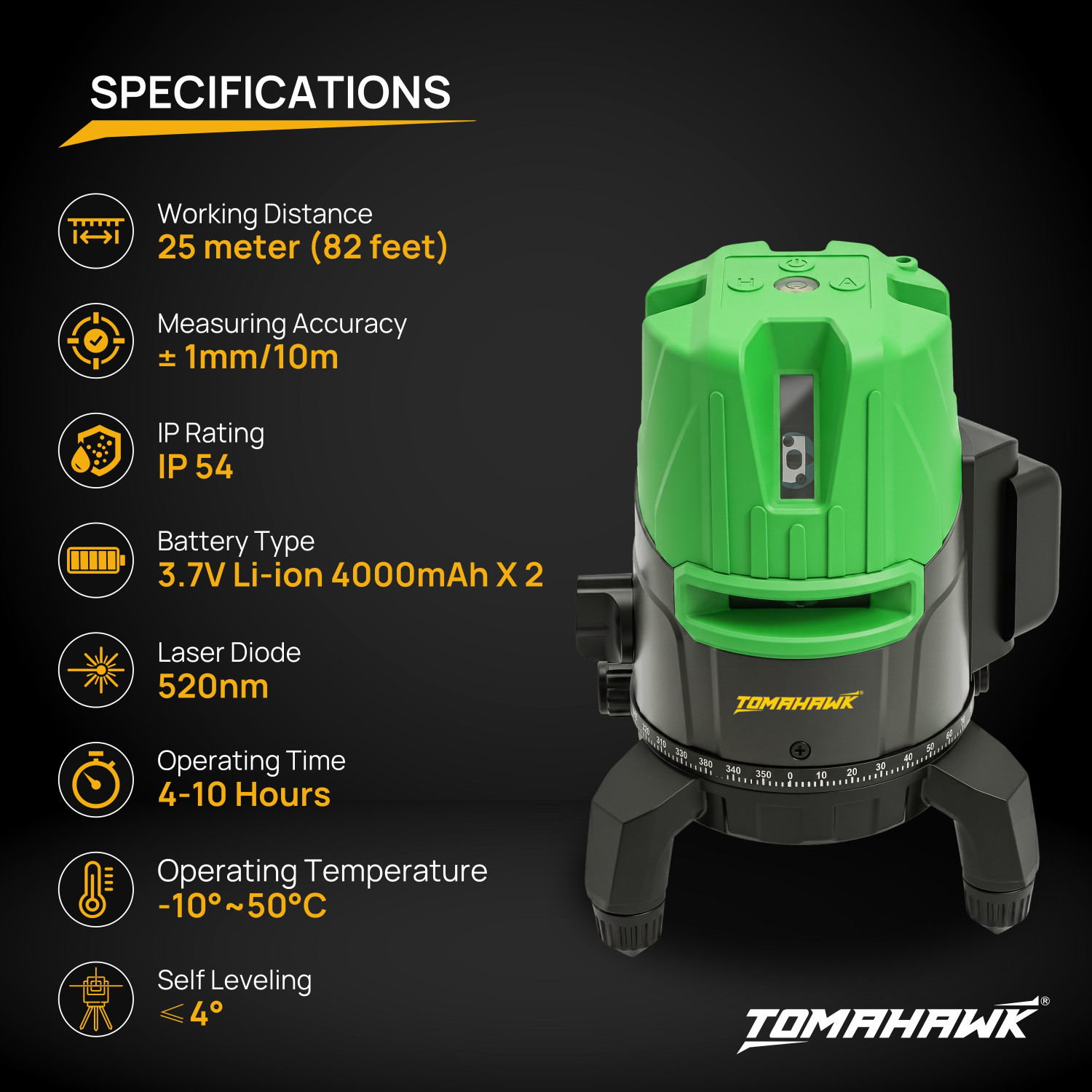 Image of Tomahawk Self Leveling 5 Line Laser Non-magnetic Engineer's Precision Level TLL-B-05-N-5-Line-Level Non-magnetic Engineer's Precision Level