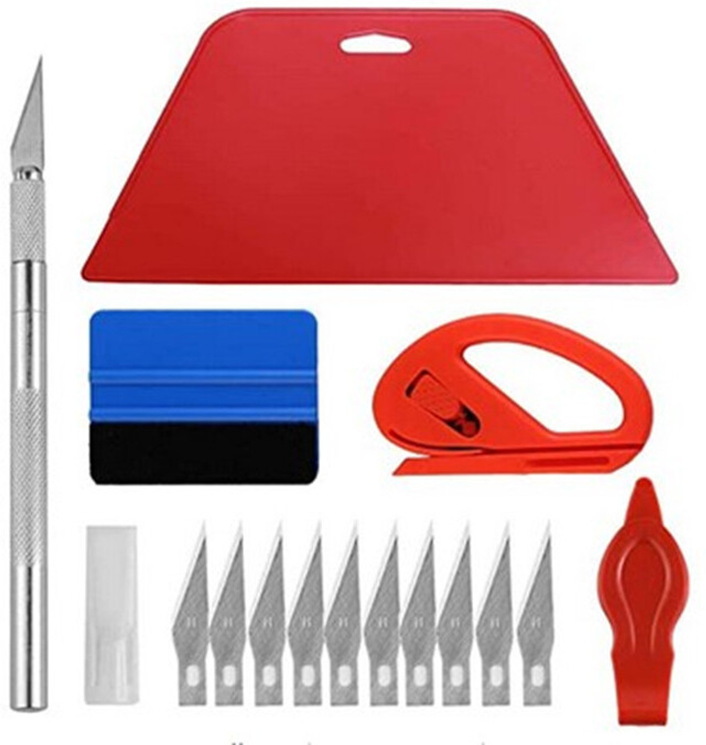 Image of SERPLEX All Purpose Wallpaper Car Wrap Tint Glass Film Scraper Tool Kit with Smoother Power & Hand Tool Kit