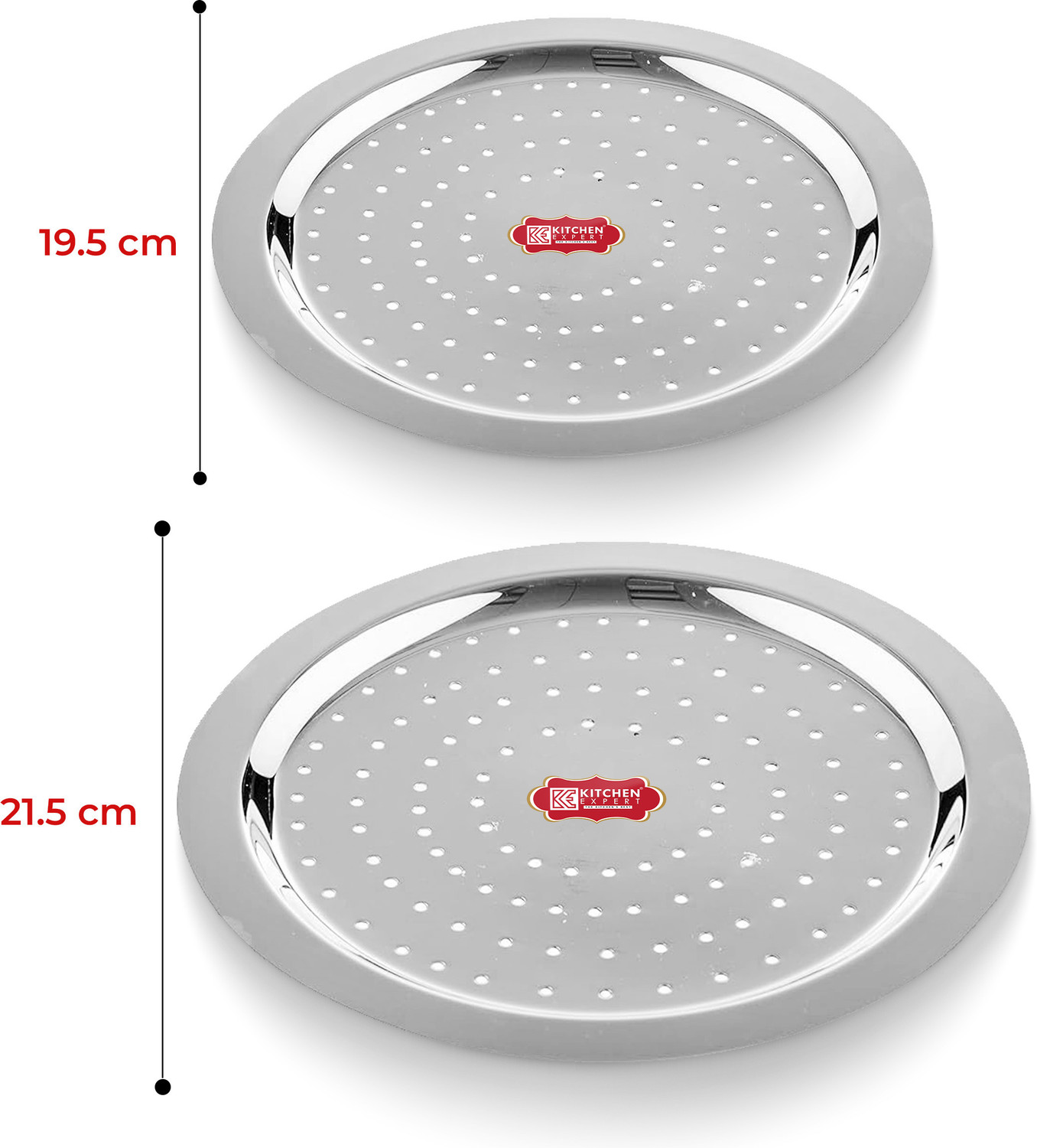 Image of Kitchen Expert Steel Hole Lid Set | Lid Covers for Utensil | Milk Tope Cover | Steel Jali Plate 7.5 inch, 8.5 inch Lid Set, Pack of 2