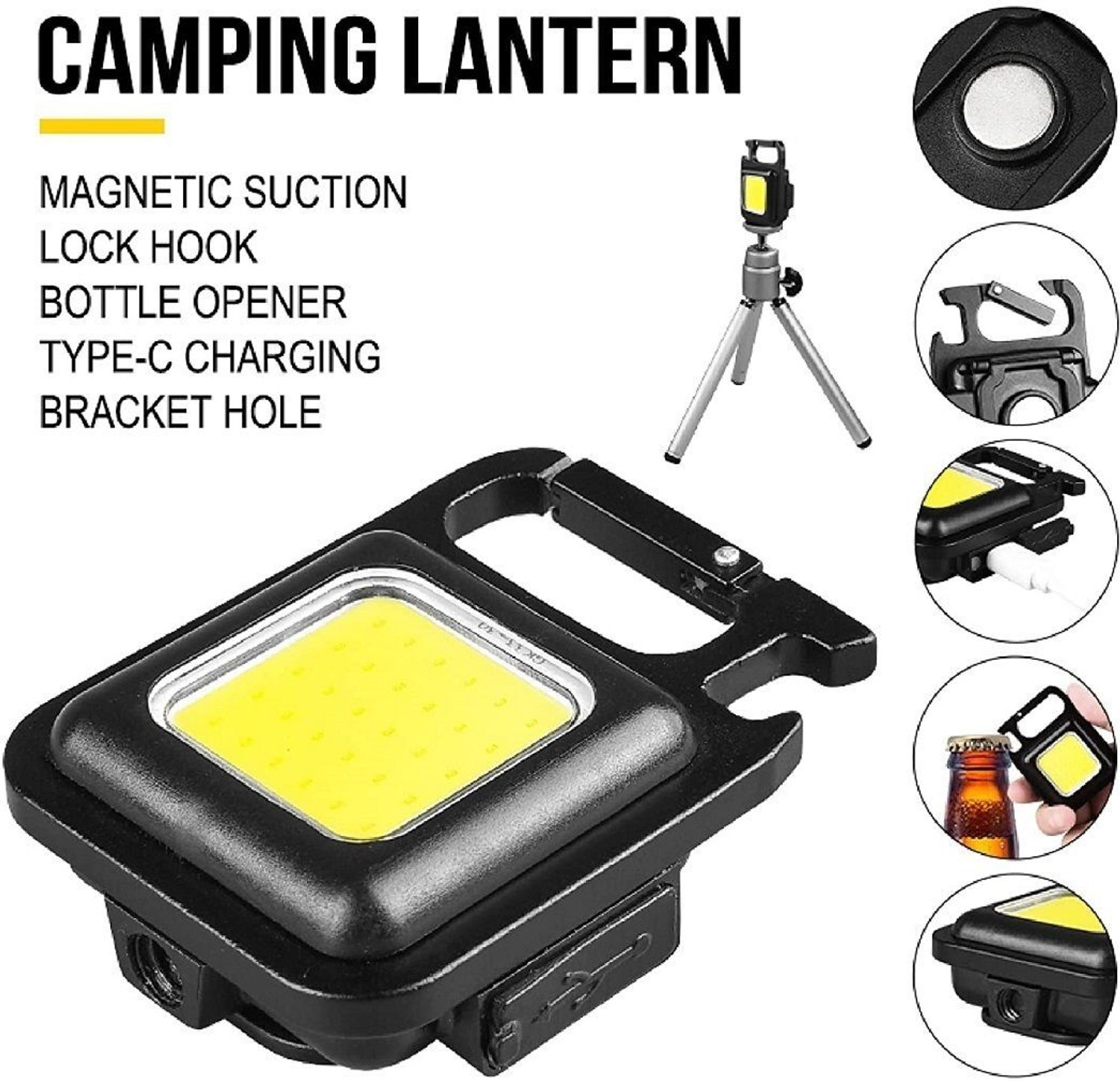 Image of BUNLEK Keychain Mini Flashlight Modes Portable Pocket Light With Folding S-Hook Aluminium Light Hanging Chain Rod