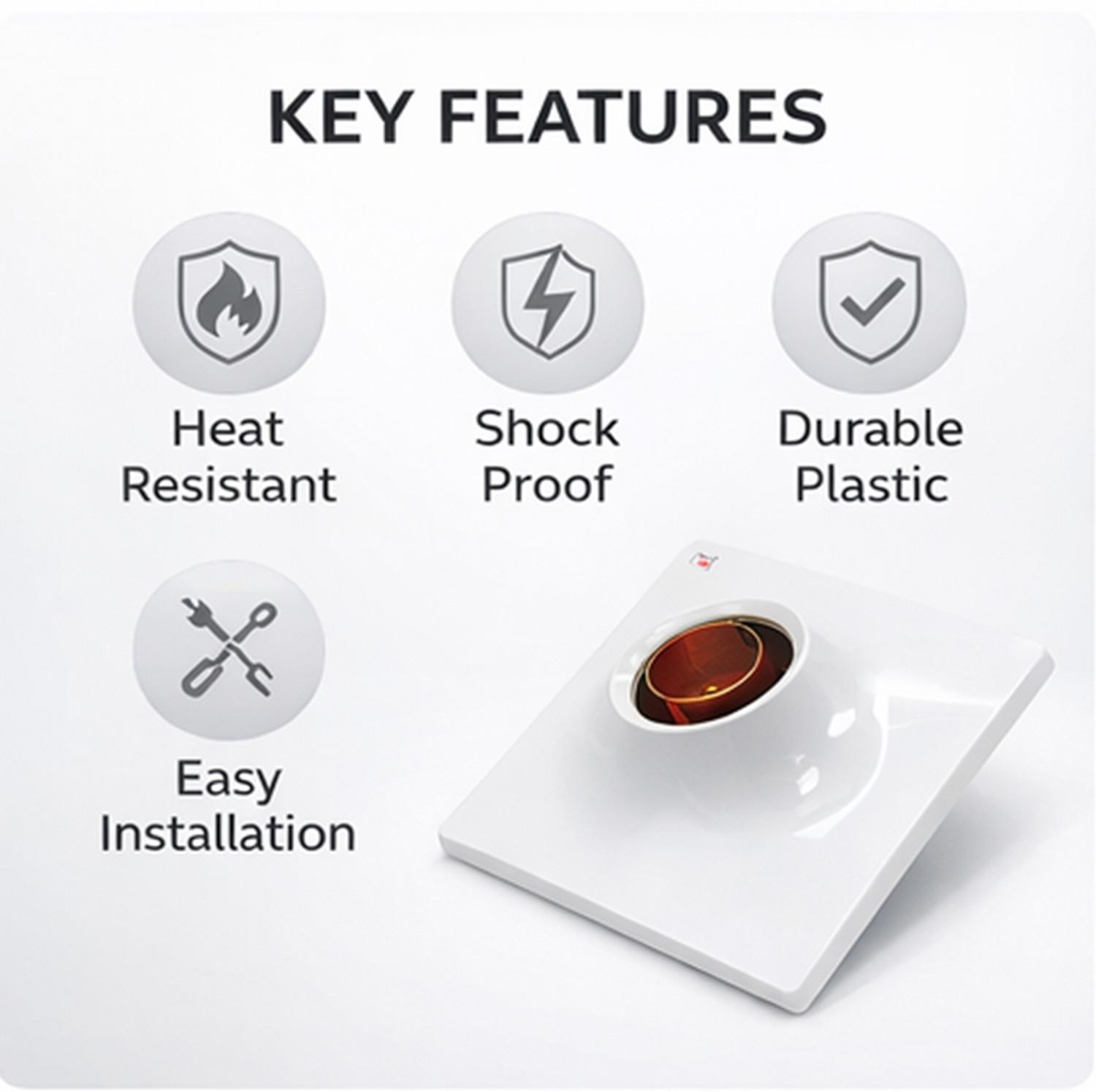 Image of SHIVA Premium E27 Bulb Holder Modular Plate Heat Resistant White Plastic Light Socket