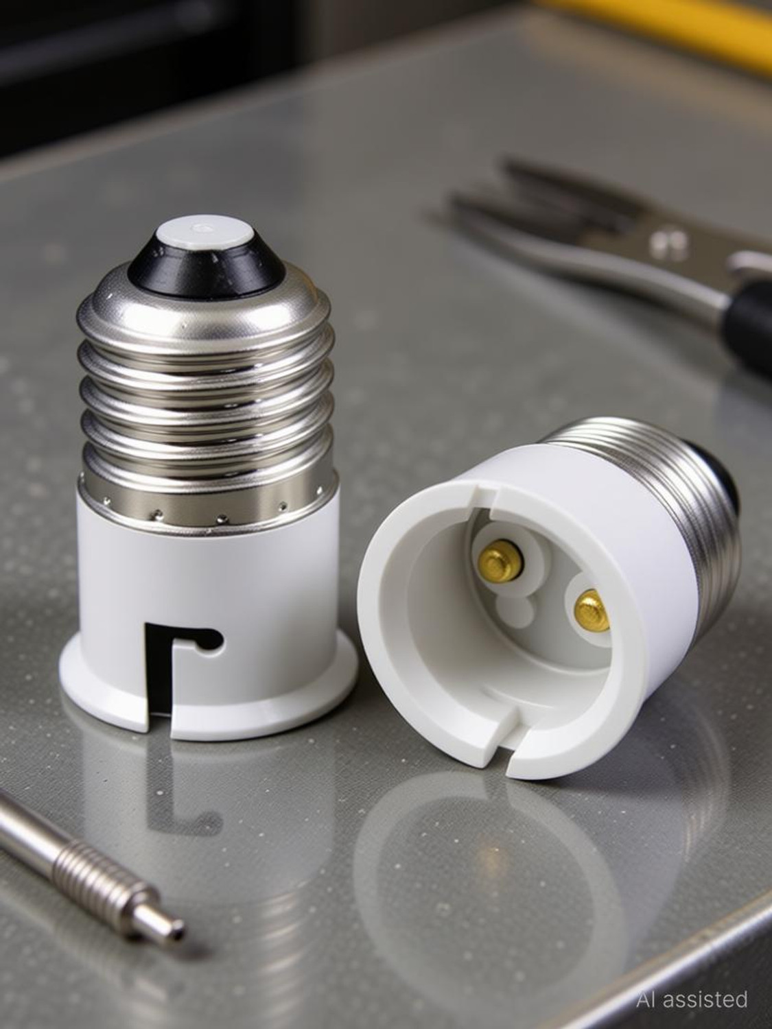 Image of M2 LOOK E27 to B22 Bulb Convertor Lamp Base Socket, Bulb Adapter - White (Pack of 2 Pc ) Plastic Light Socket