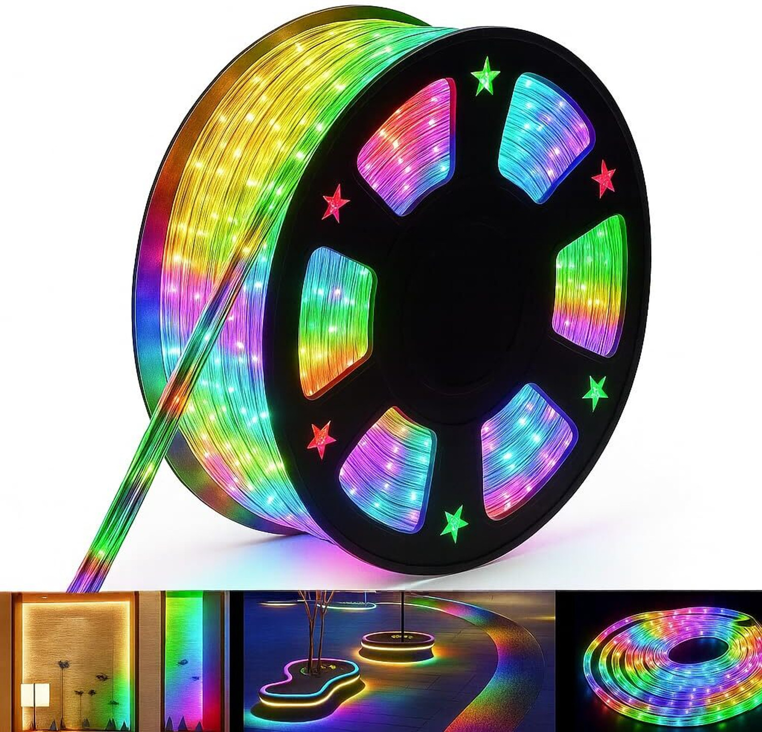 Image of PHOPOLLO 150 LEDs 10 m Multicolor Color Changing, Flickering Strip Rice Lights