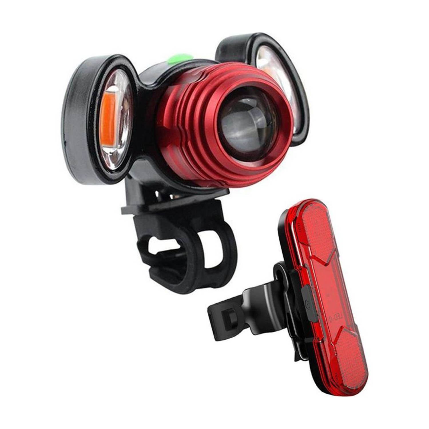 Image of SHIVEXIM Bicycle Zoom-able Feature 4 Mode LED Headlight and LED Tail Light LED Front Rear Light Combo (Multicolor)