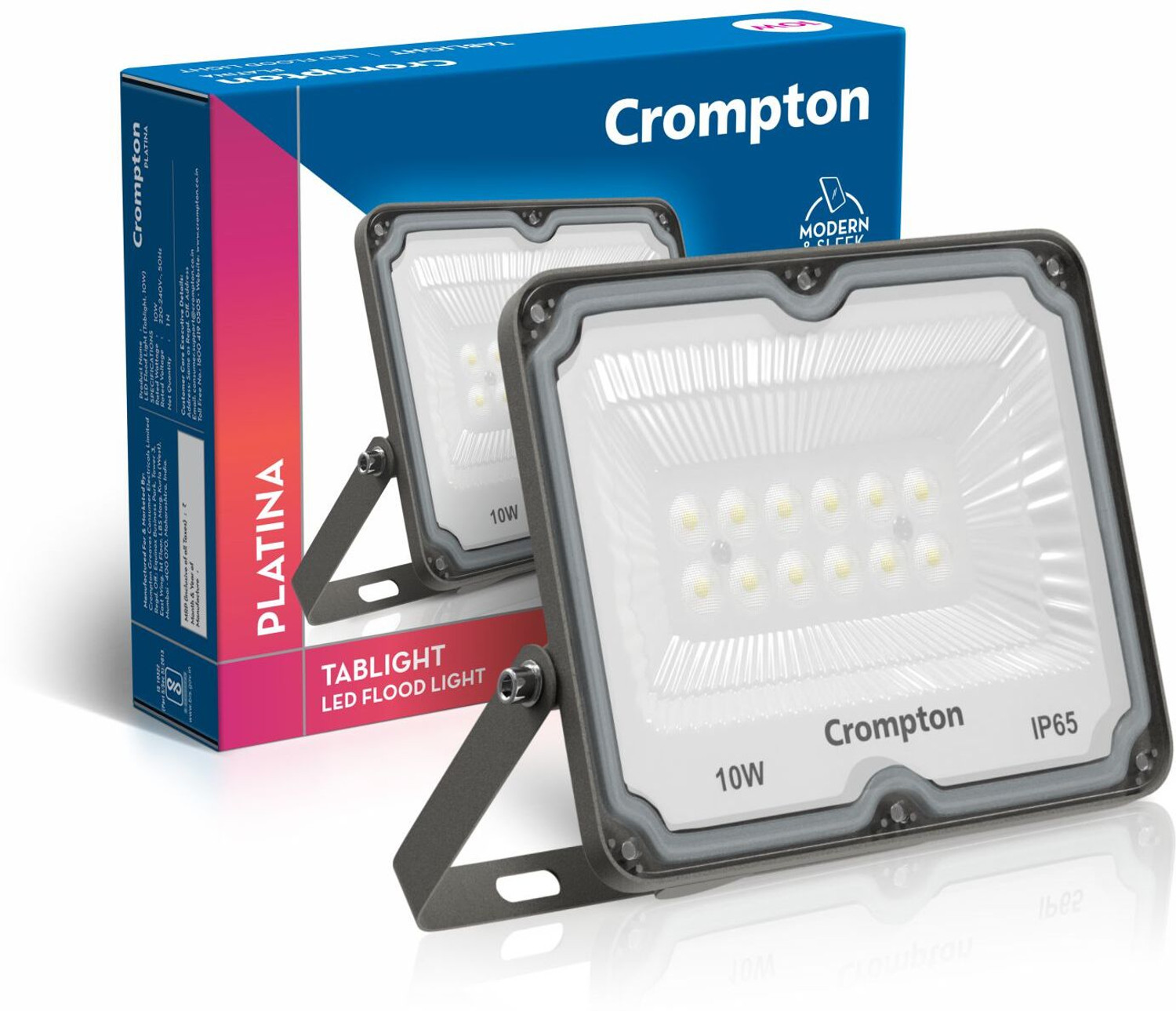 Image of Crompton LDFLTAB10CDL-Pack of 1 Flood Light Outdoor Lamp (White)