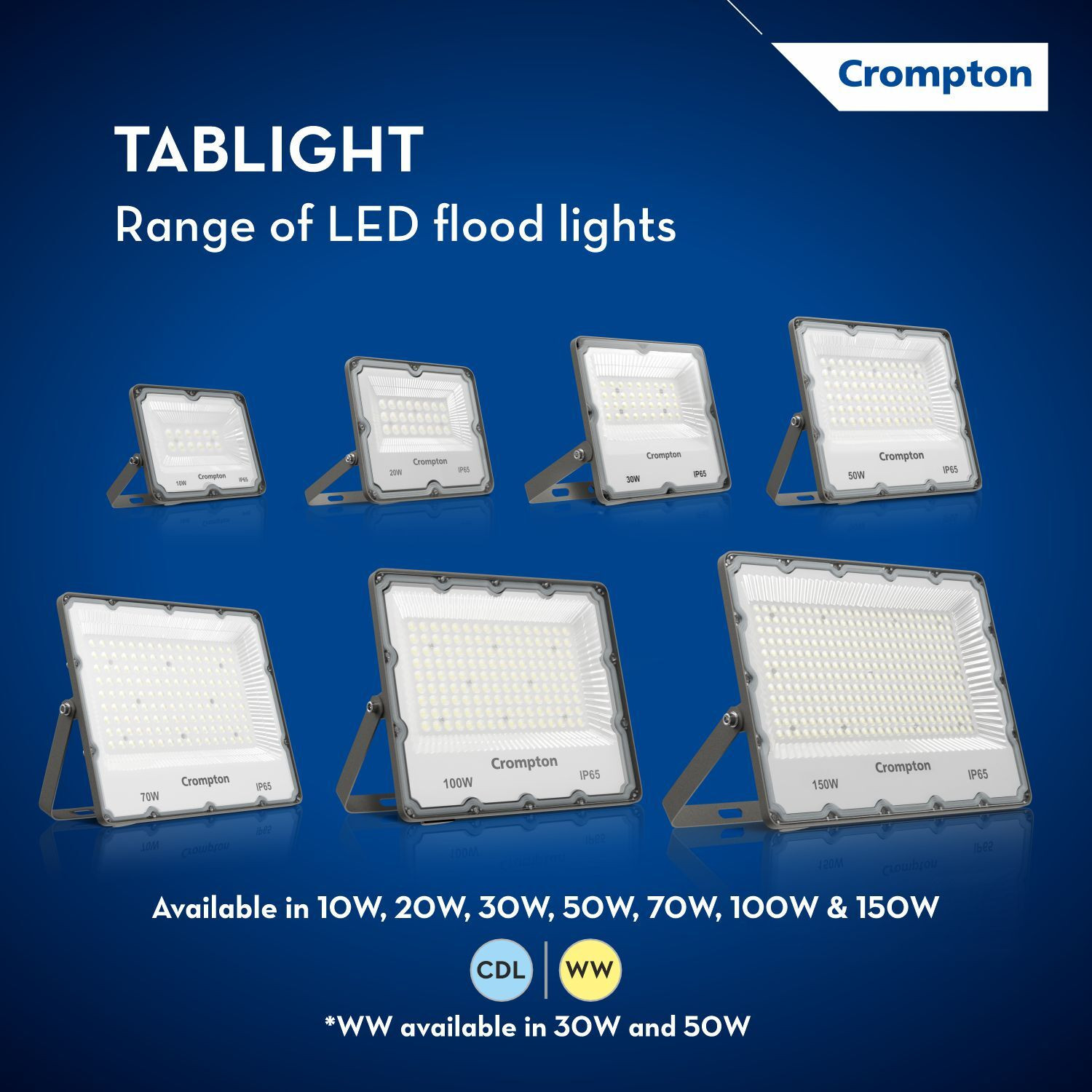 Image of Crompton LDFLTAB10CDL-Pack of 1 Flood Light Outdoor Lamp (White)