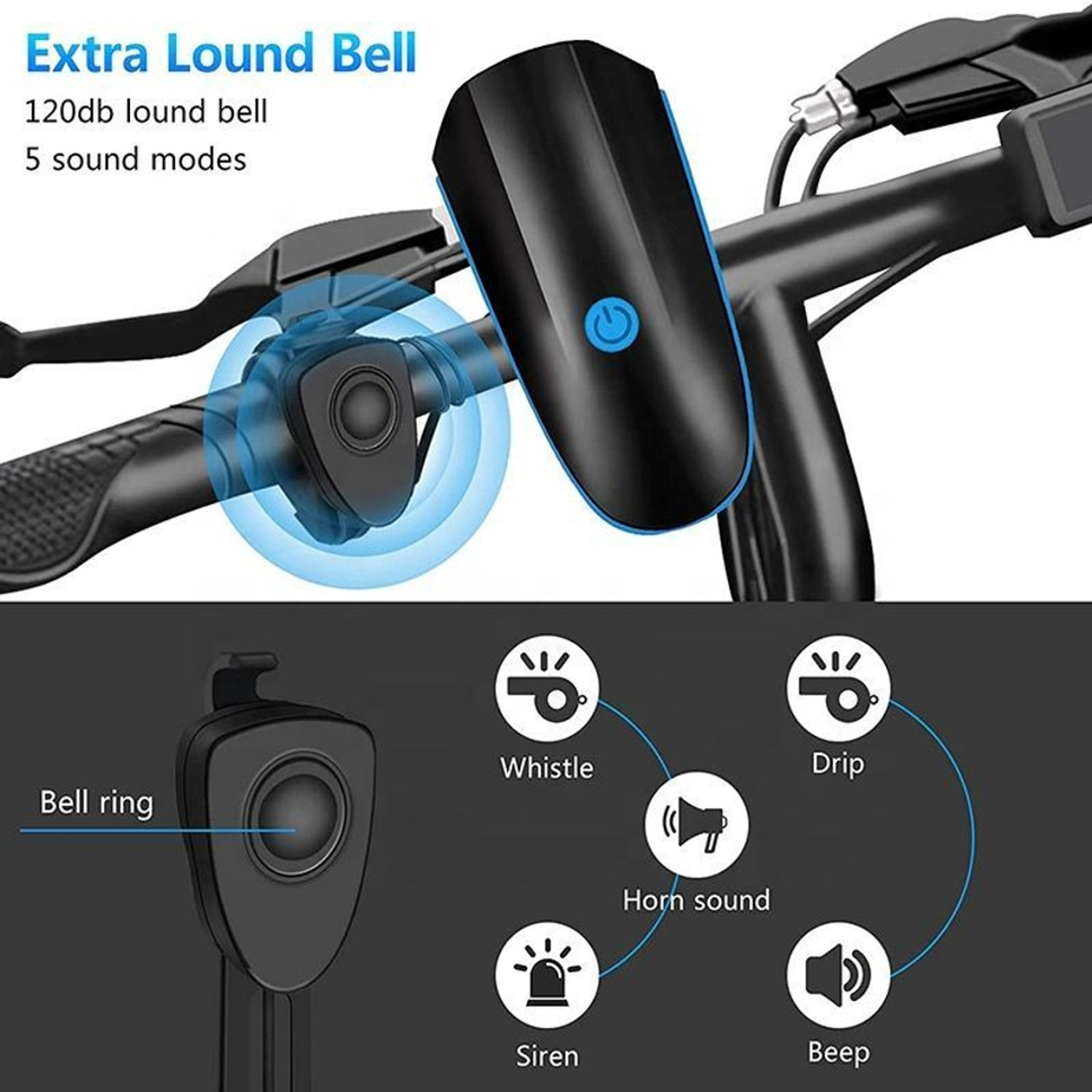 Image of POMORA Rechargeable Bicycle Front Light with Horn & RGB Rear Light Combo LED Front Rear Light Combo