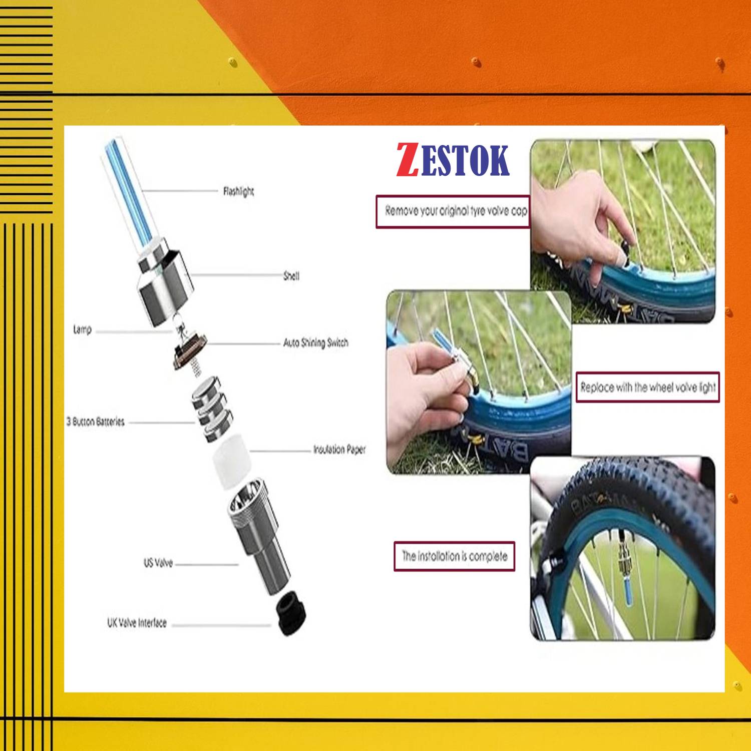Zestok USB Rechargeable Cycle Light Combo - Image 5