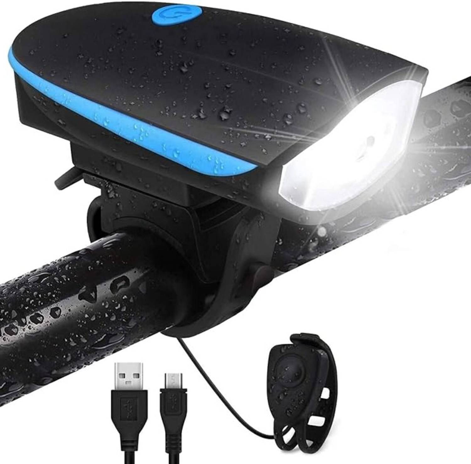 BYKING USB Rechargeable Bike Horn And Light 140 DB with Super Bright Light 3 Mode Bell LED Front Light