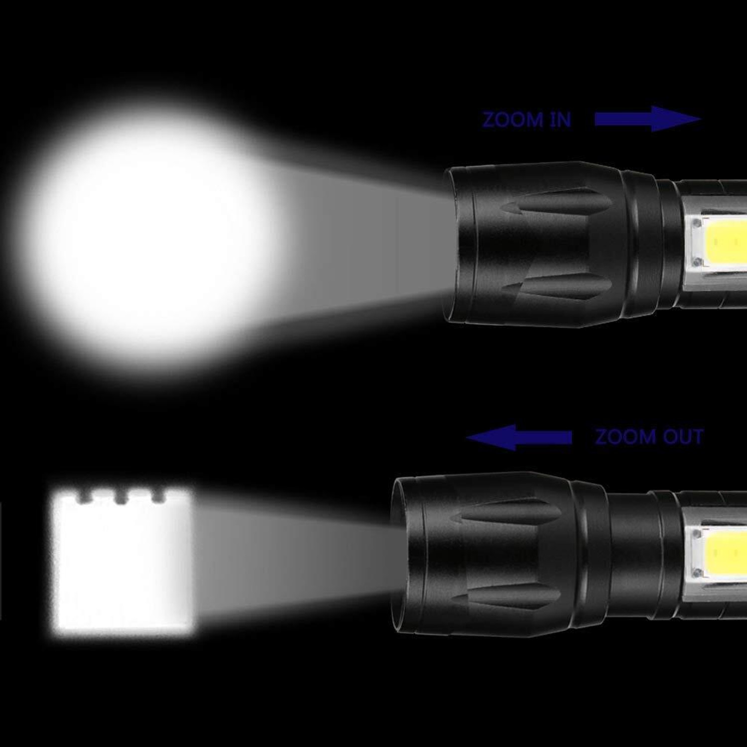 Image of Aubade Combo Pack - 2 in 1 Rechargeable Torch Light Set with Powerful LED Beam Torch