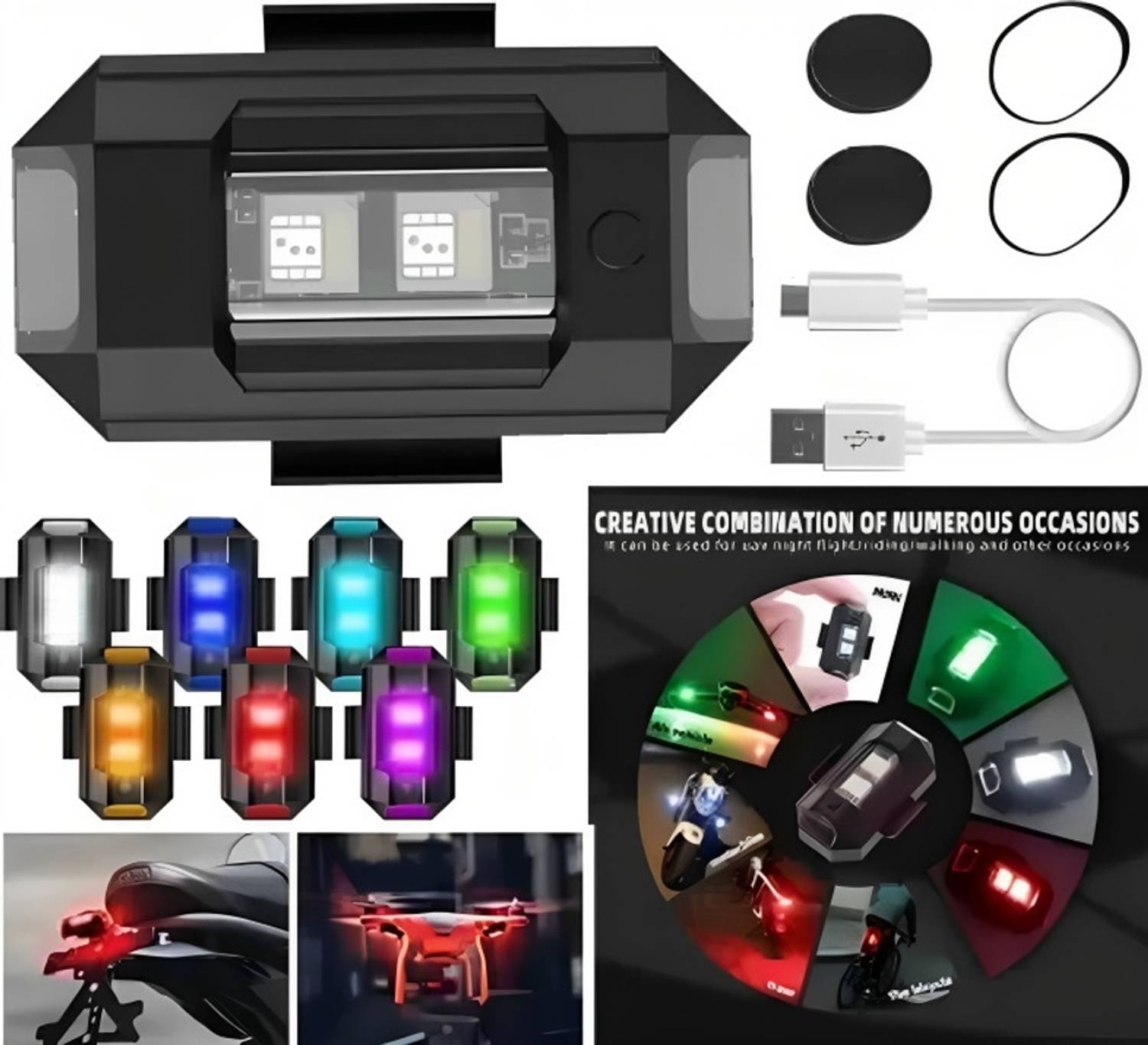BLACKBELL Universal Safety Small Light 7 Colors, 30 Modes, Cycle, Helmet, Motorbike 1 Pc LED Rear Break Light