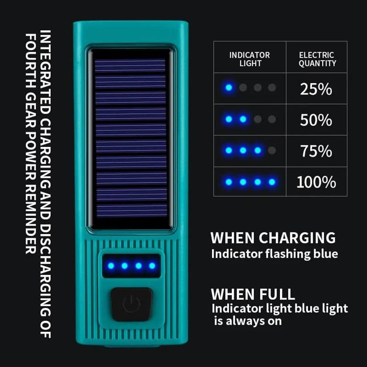 Image of Dark Horse Solar Powered Bicycle USB Light, Power Display 2000 mAh 4 Mode 300 LM 130 Db New LED Front Light