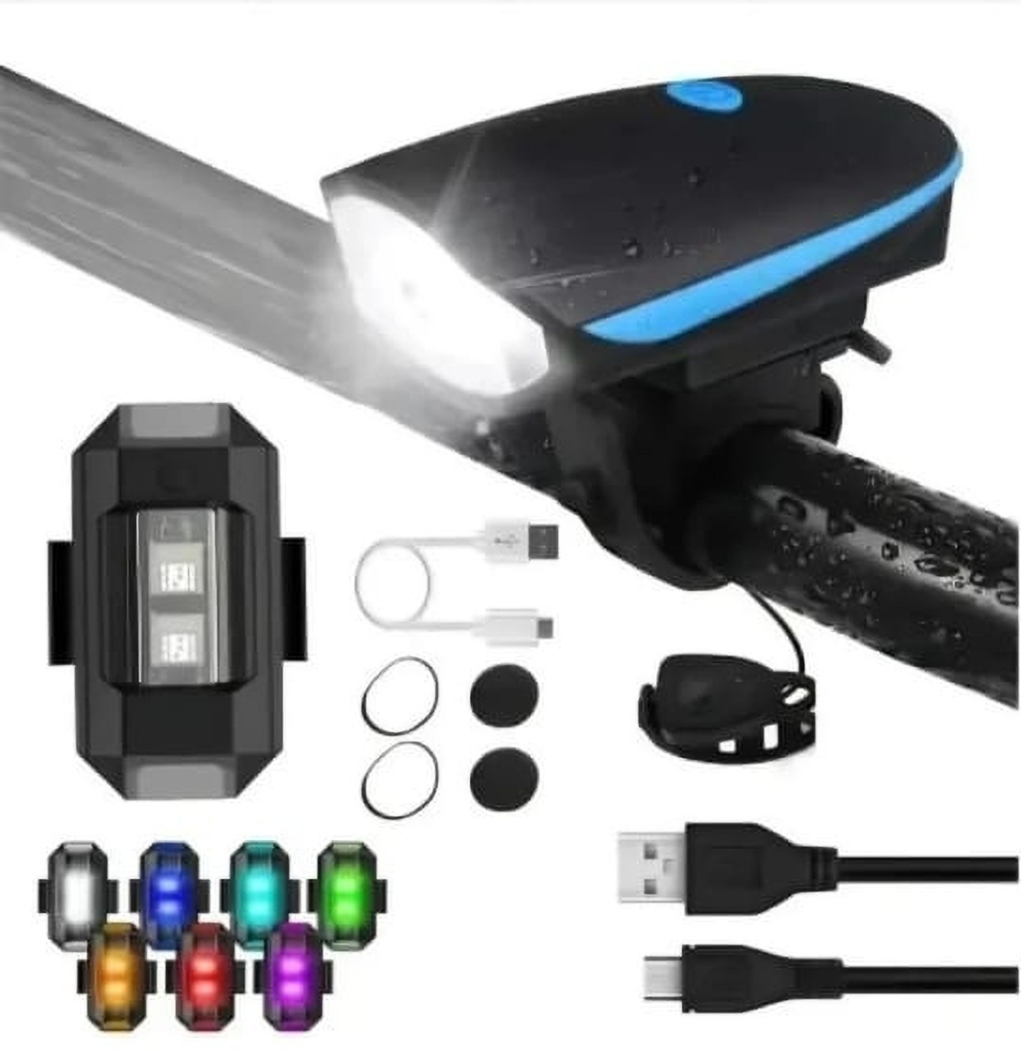 Image of XAIPRO LED Front Rear & Valve Light ,Waterproof USB Rechargeable LED Front Rear Light Combo