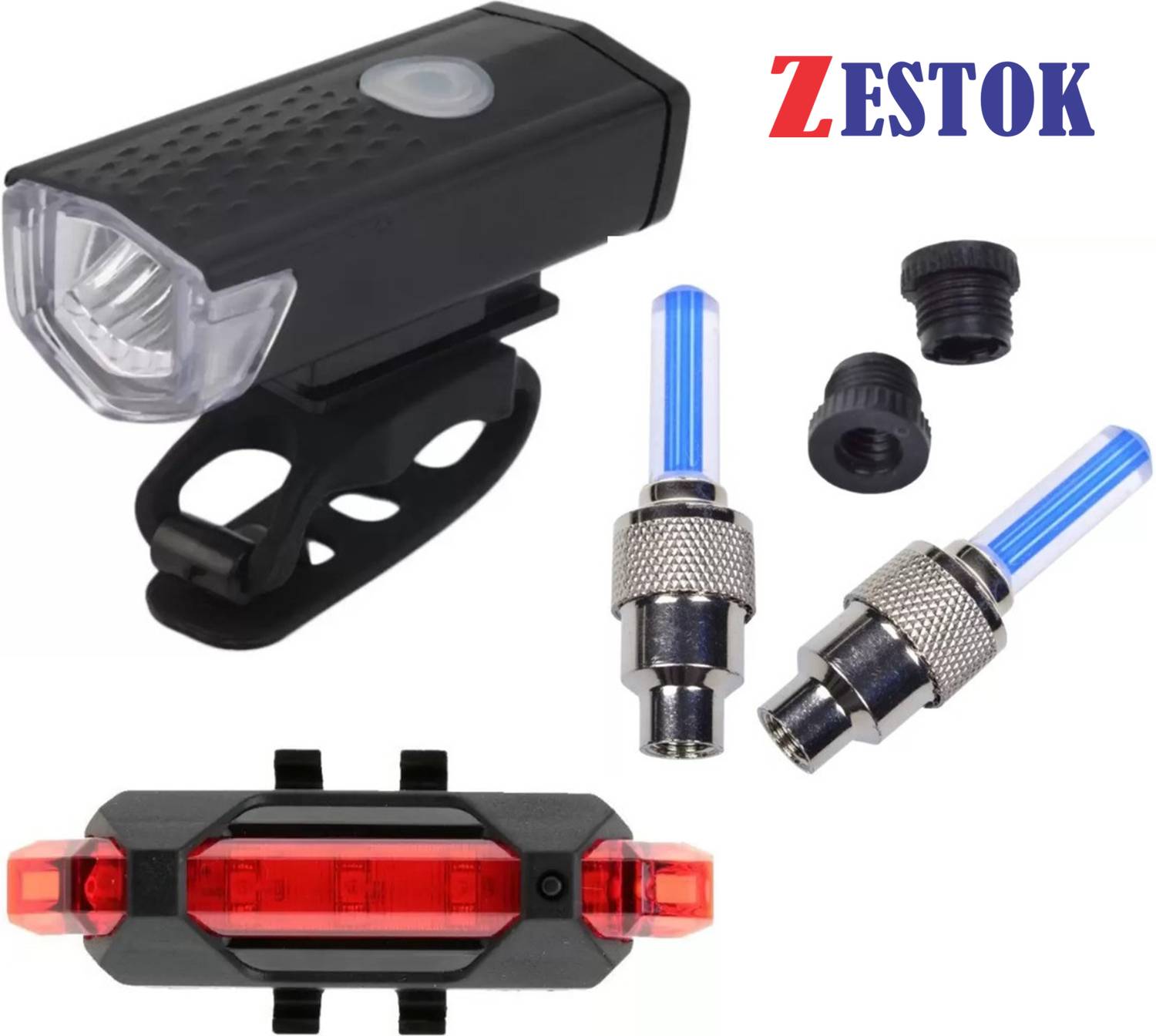 Zestok USB Rechargeable Cycle Light Combo - Image 1