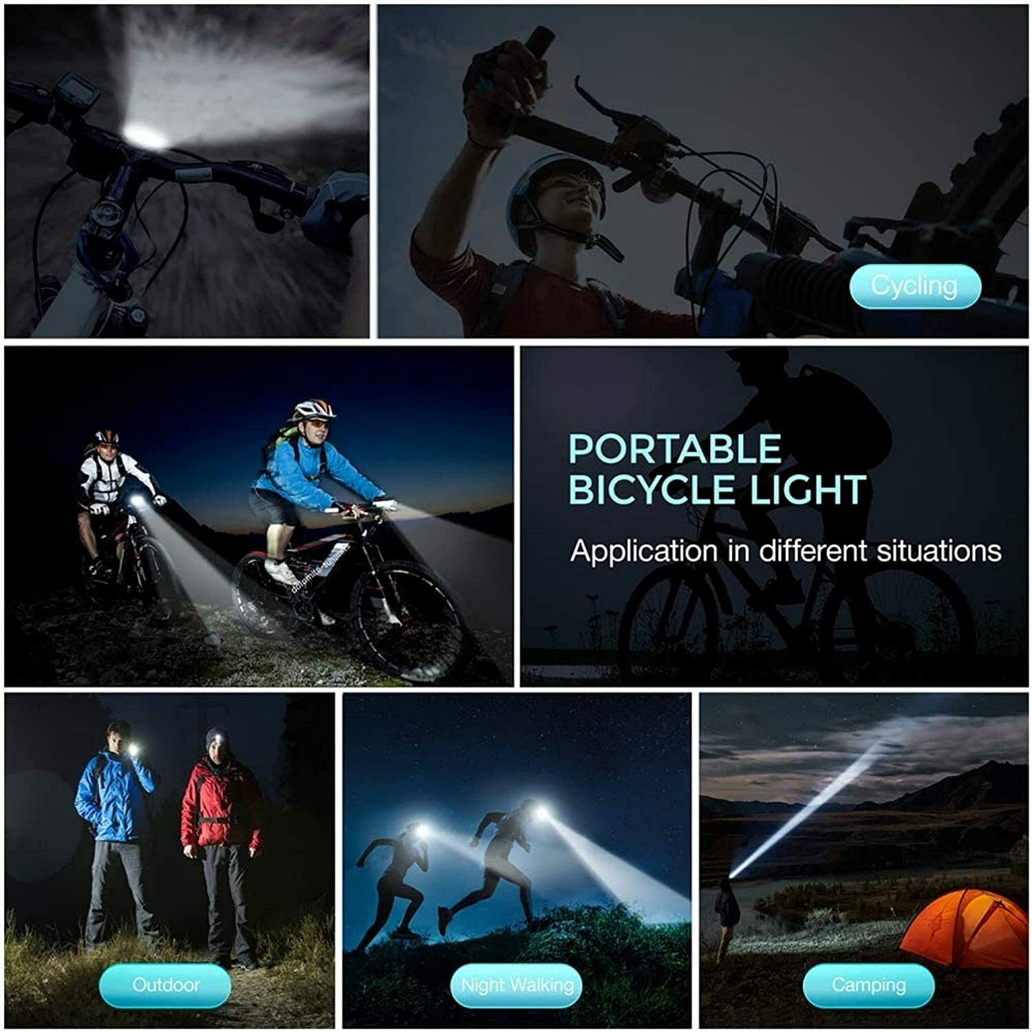 Image of TUHI 3 in1USB Rechargeable LED Cycle Light Cycle Speedometer and horn LED Front Light