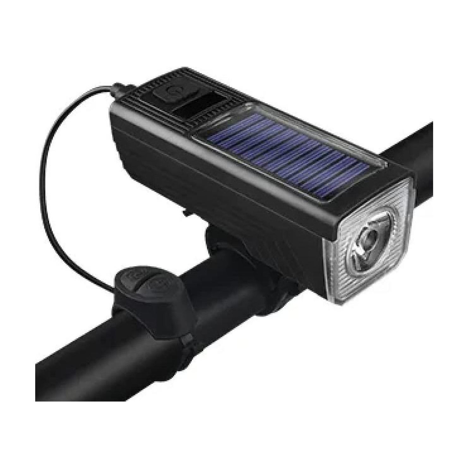 Image of Dark Horse Solar Powered Bicycle USB Light, Power Display 2000 mAh 4 Mode 300 LM 130 Db New LED Front Light