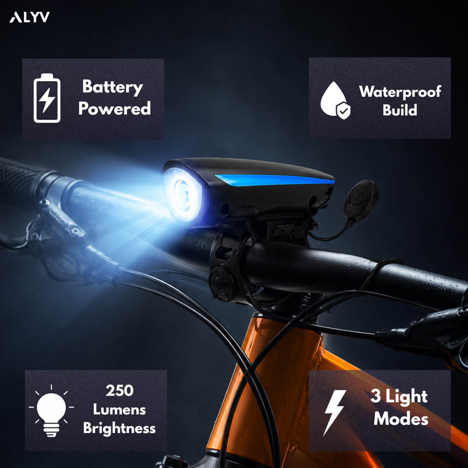 Image of alyv ALYV Cycle Light & Horn LED Front Light