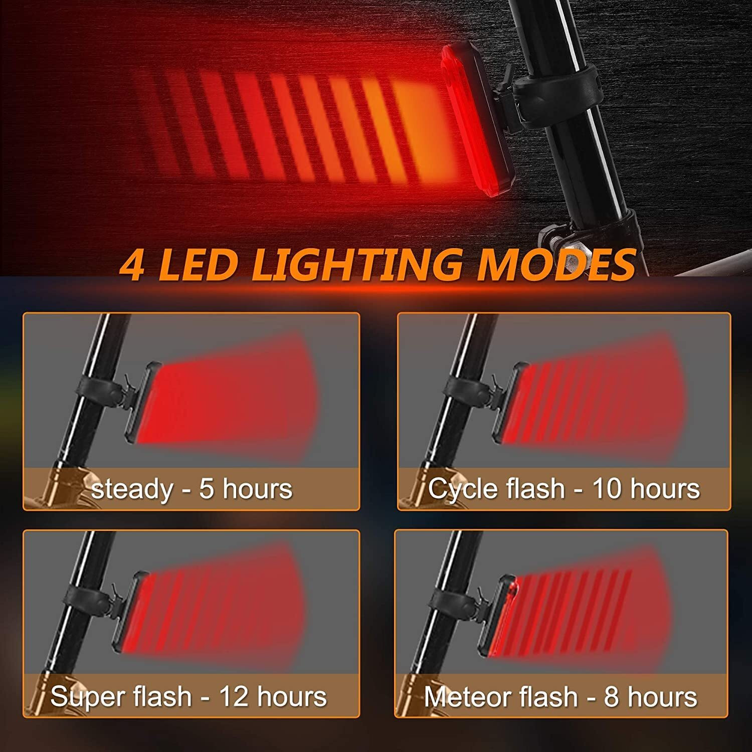 Image of Linist Rear Bicycle Light LED USB Rechargeable Bicycle Waterproof Bicycle Taillight LED Spot Light