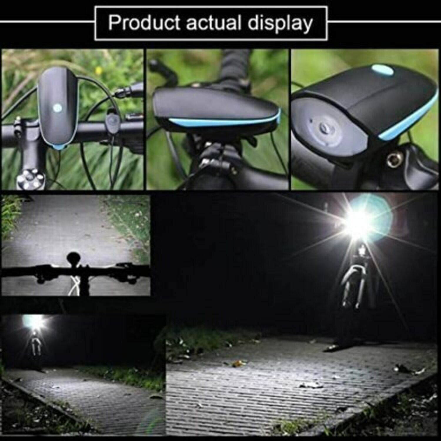 Image of FABSPORTS USB Rechargeable Cycle Horn with Light Cycle Tail Light Cycle Blue Valve Light LED Front Rear Light Combo