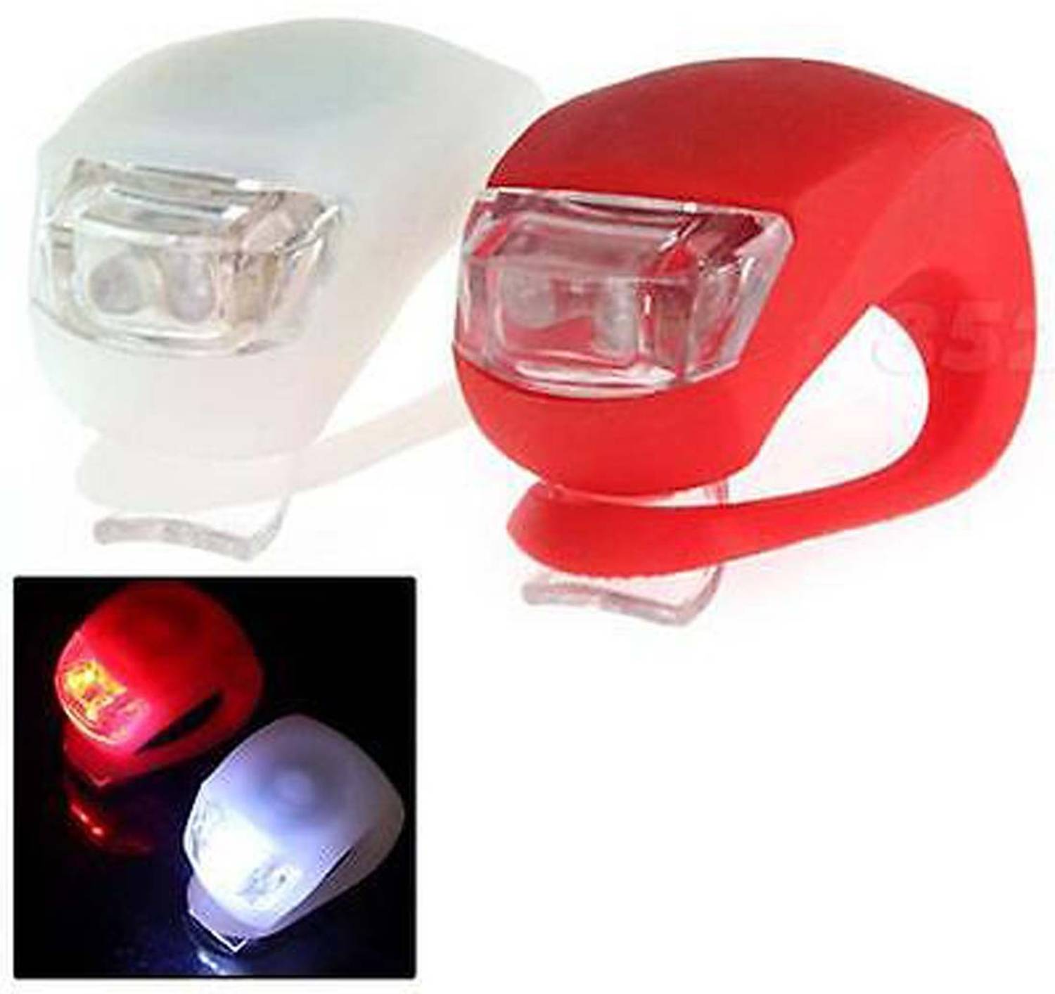 2fortheroad 10041 Bicycle Cycle Front Rear Back Blinkers Red White Frog Light 2pcs LED Front Light
