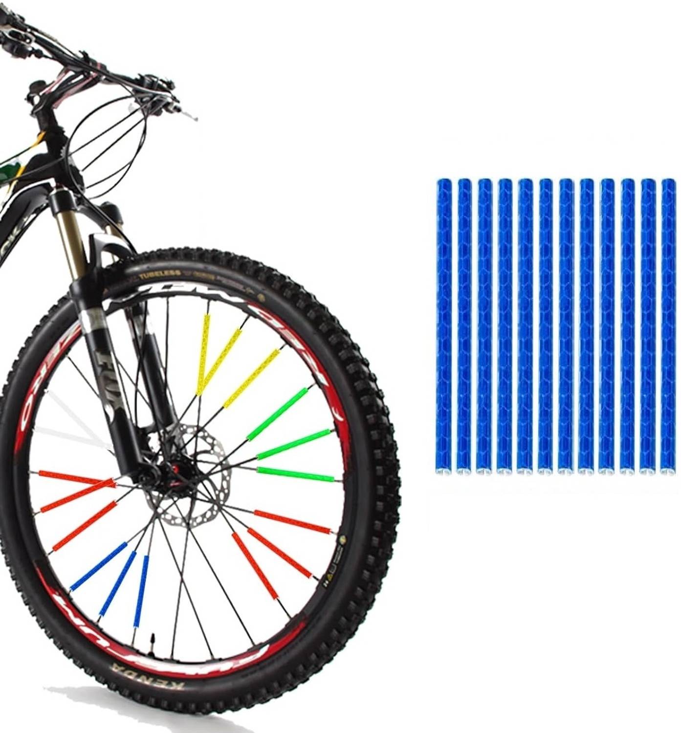 AlexVyan 12 pcs Blue Spoke Wheel Reflectors Bicycle, 7.5 x 0.5cm Bicycle Spokes Sticks Krypton Wheel Reflectors