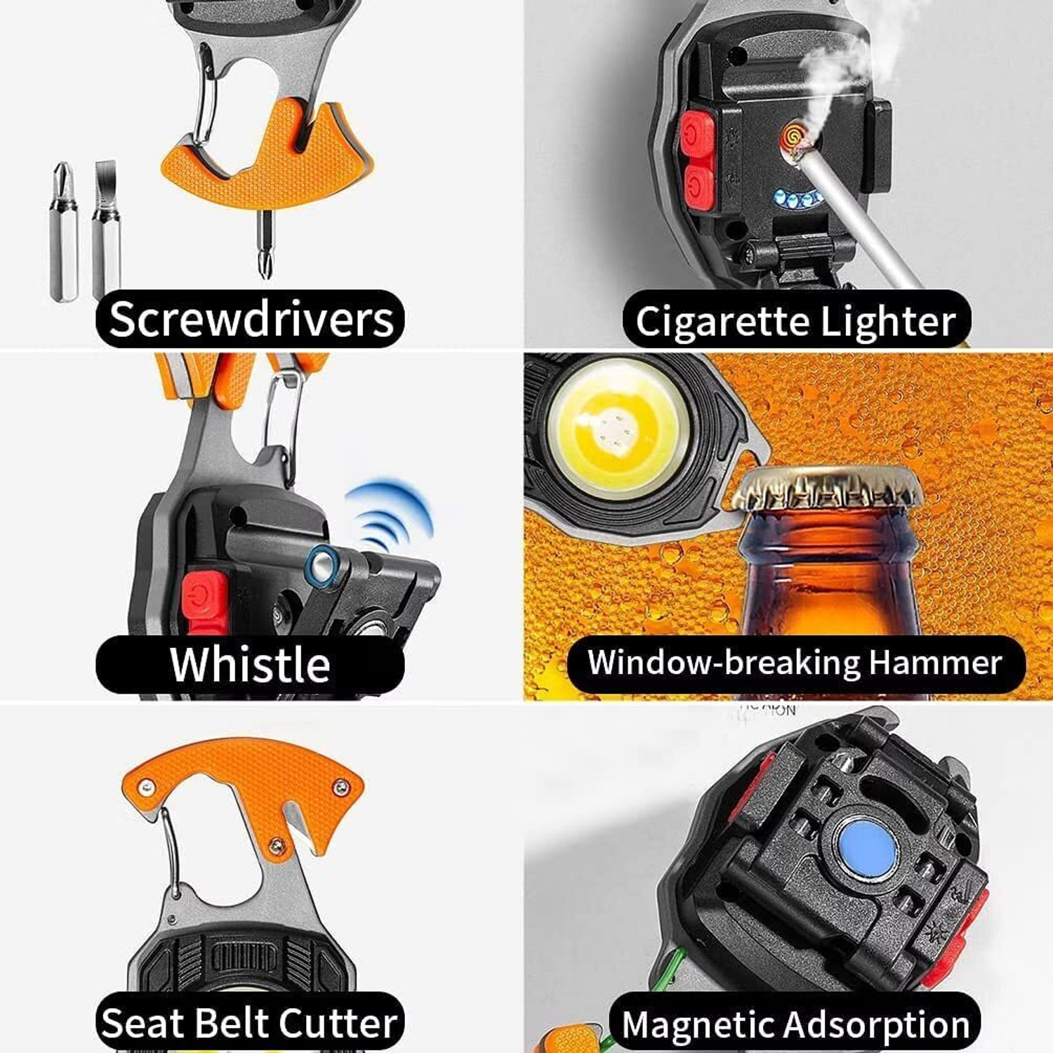 Image of Bistrodel Rechargeable Keychain LED Flashlight with Multi-Tools 3 hrs Torch Emergency Light
