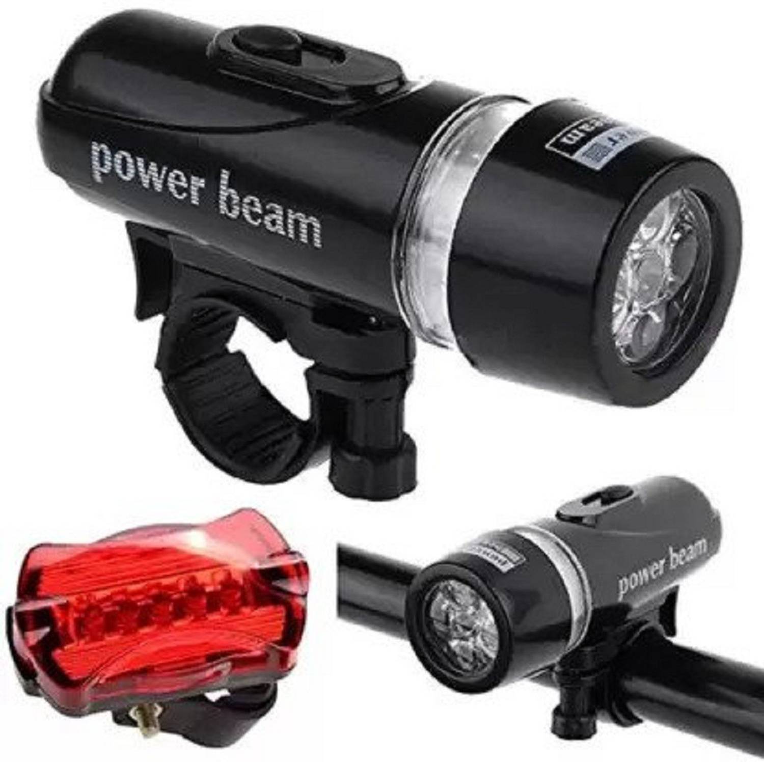 AmazingGadgets Bicycle Combo Of Powerbeam Frontlight & Rear LED Tail Light LED Front Rear Light Combo