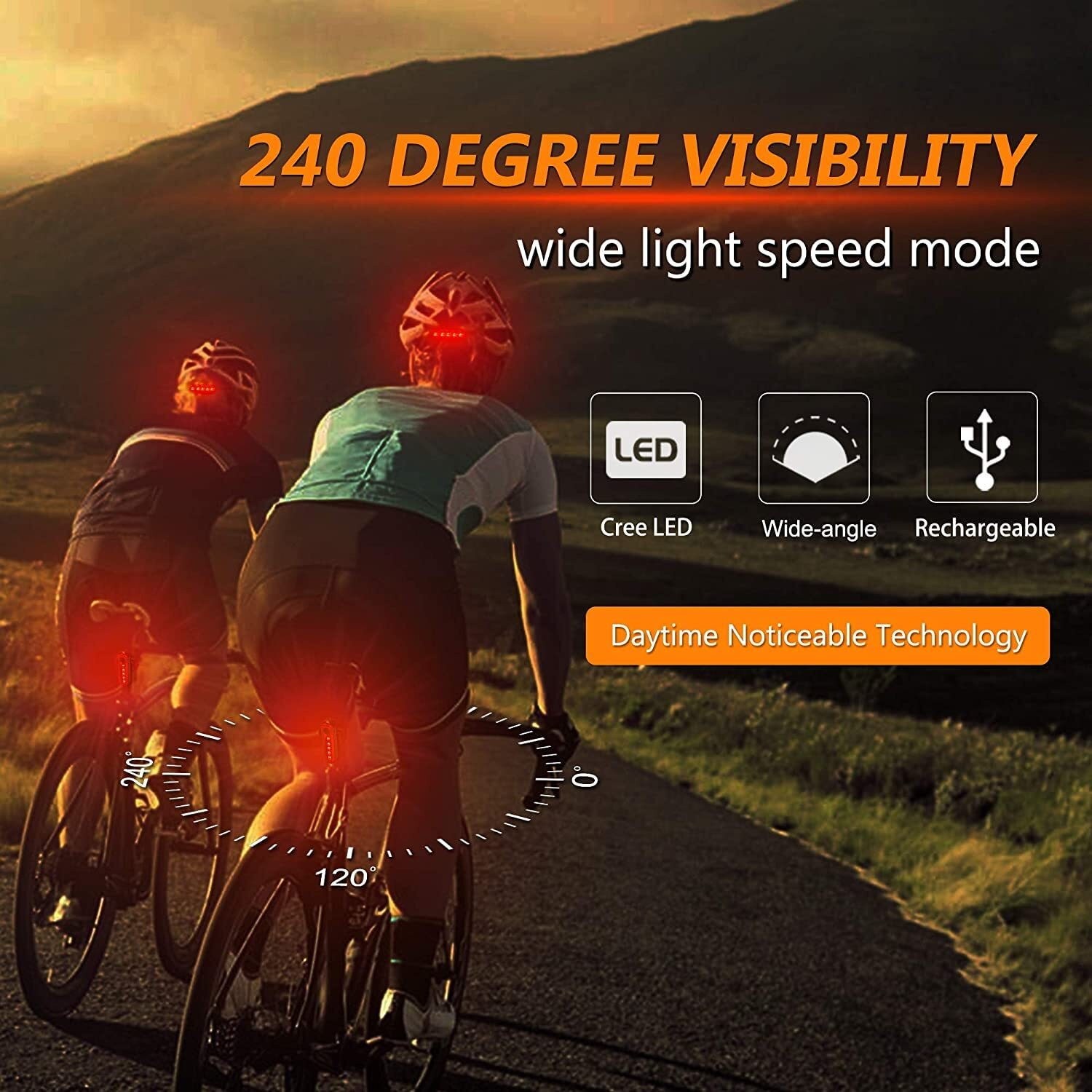 Image of Linist Rear Bicycle Light LED USB Rechargeable Bicycle Waterproof Bicycle Taillight LED Spot Light