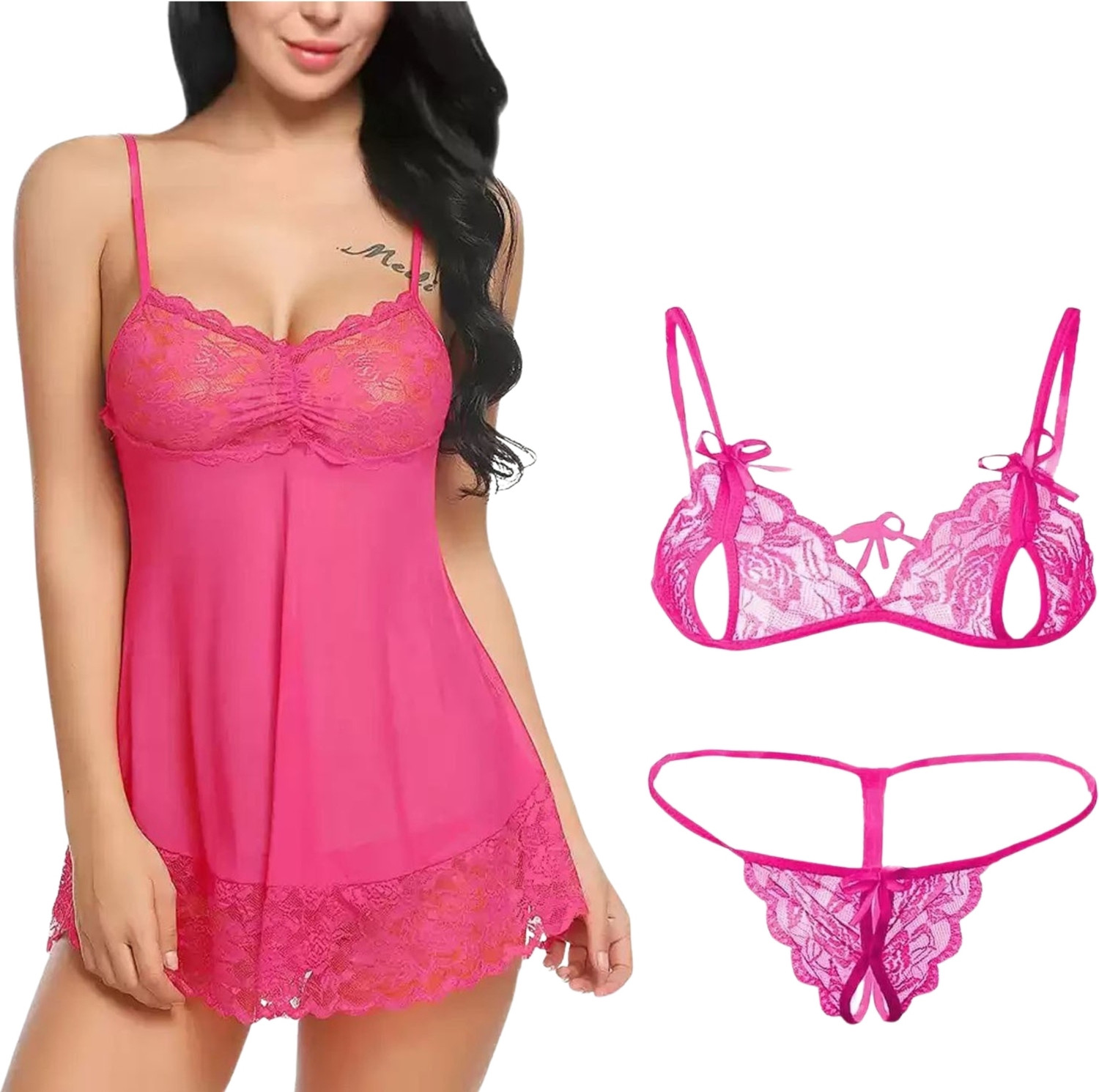 Unitrust Net Bra Panty Set Combo babydoll lingerie set sexy for honeymoon Lingerie Set
