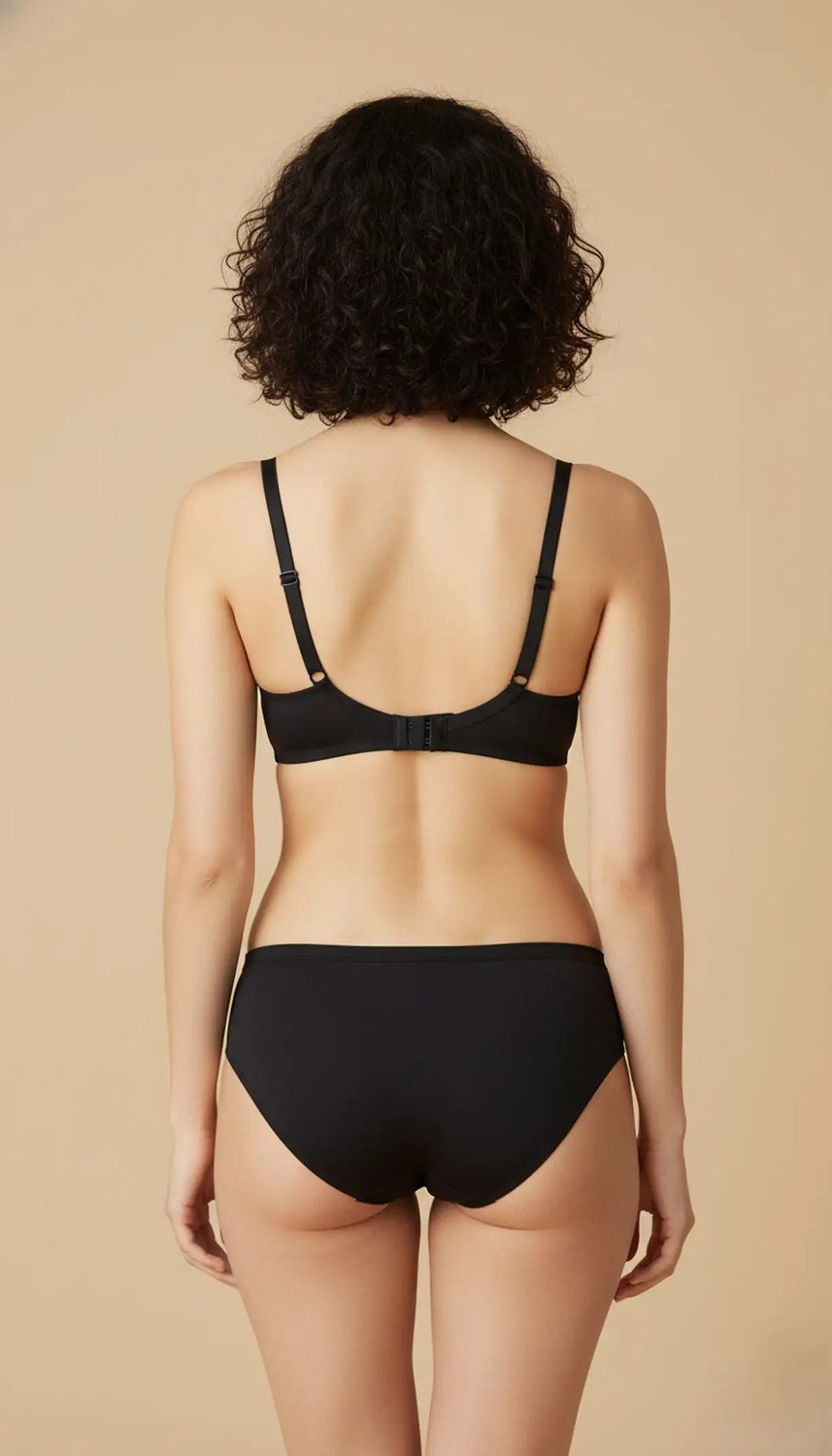 Image of BERRIX Bra & Panty Set Solid Black, Maroon Lingerie Set