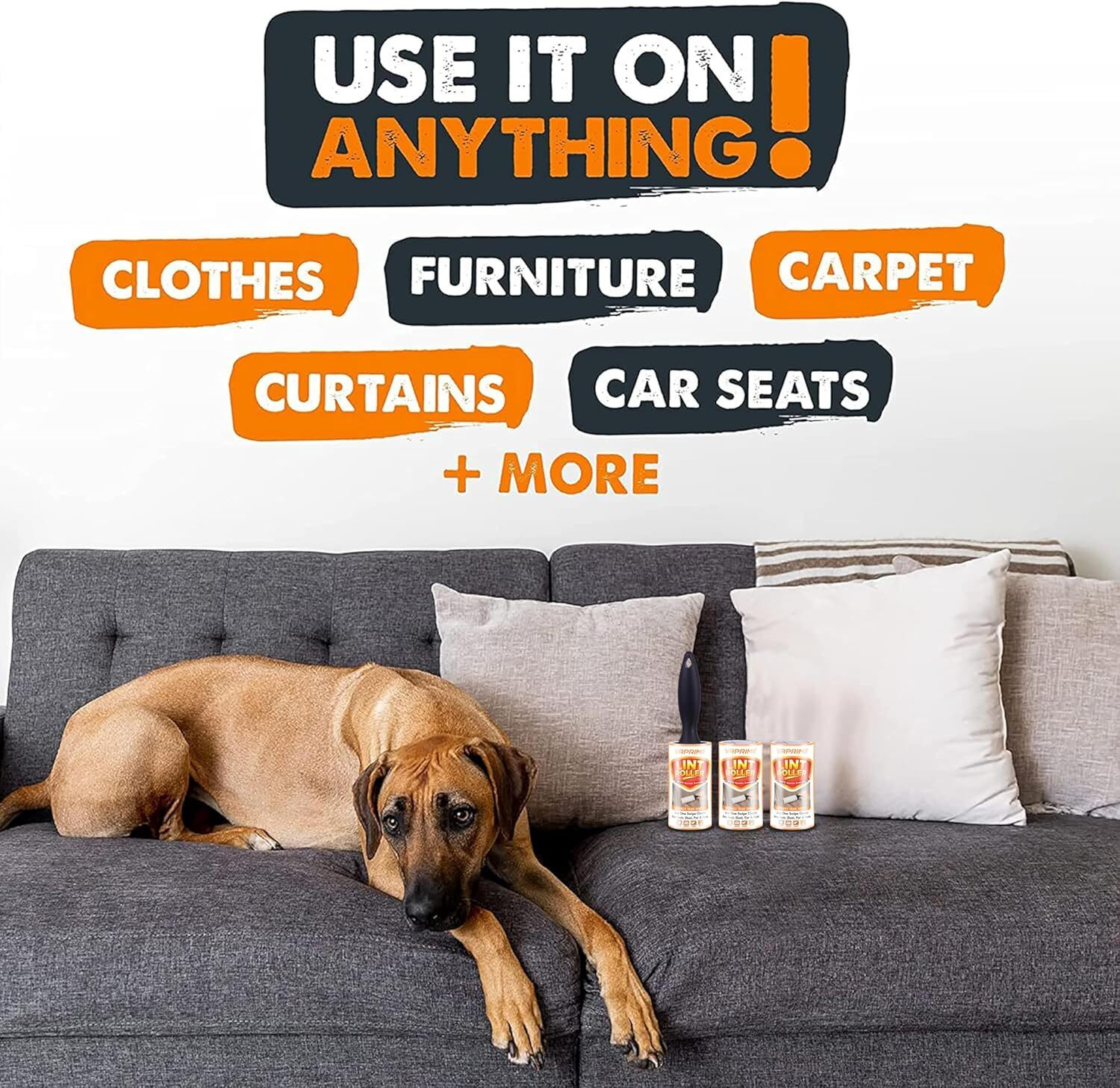Image of VRPRIME Lint Roller for Clothes, Sofa Blanket & Pet Hair Reusable Sticky Strong Adhesive Lint Roller