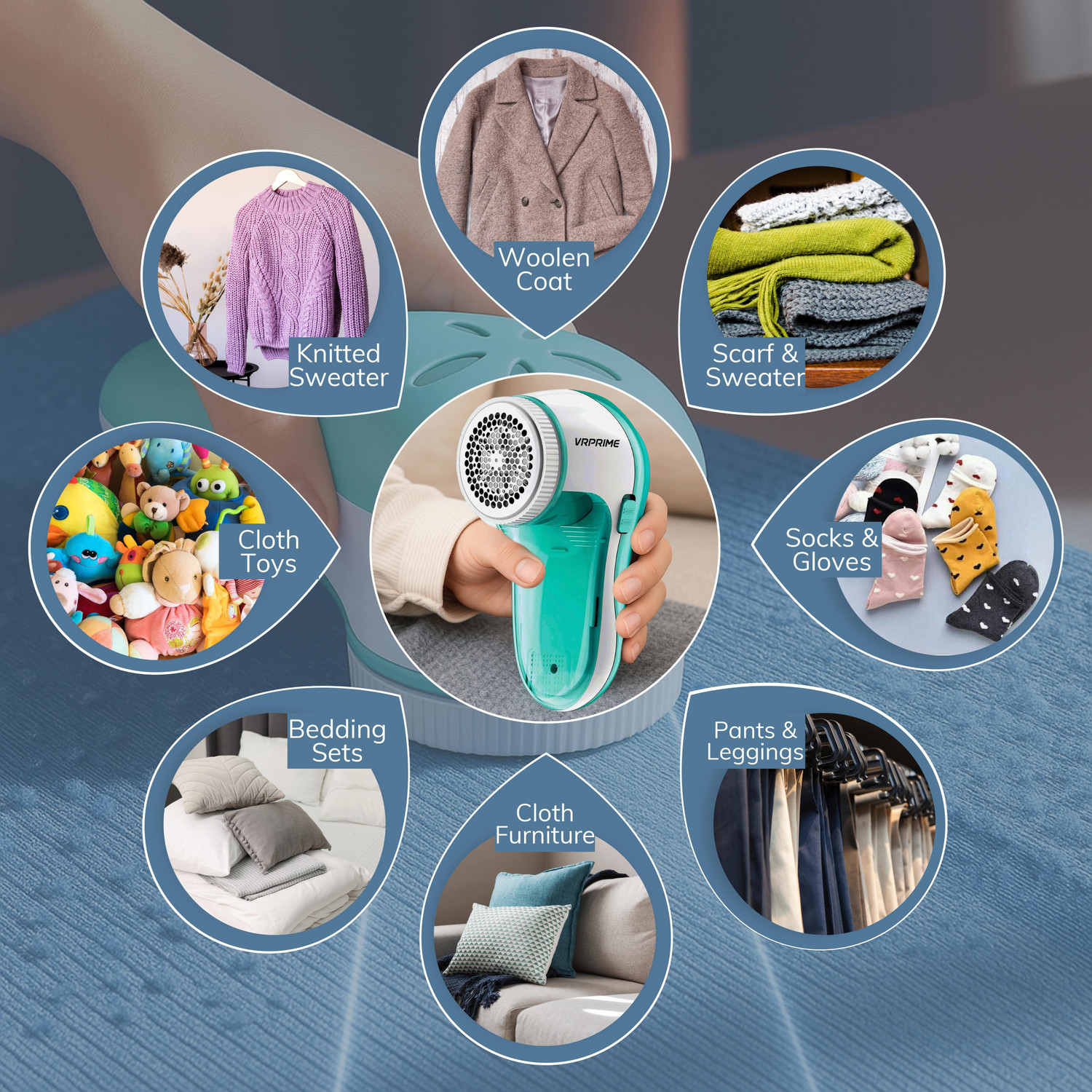 Image of VRPRIME Lint Remover for Clothes, Sweaters, Fabrics, Sofa & Car Seats | Multi-Surface Lint Roller