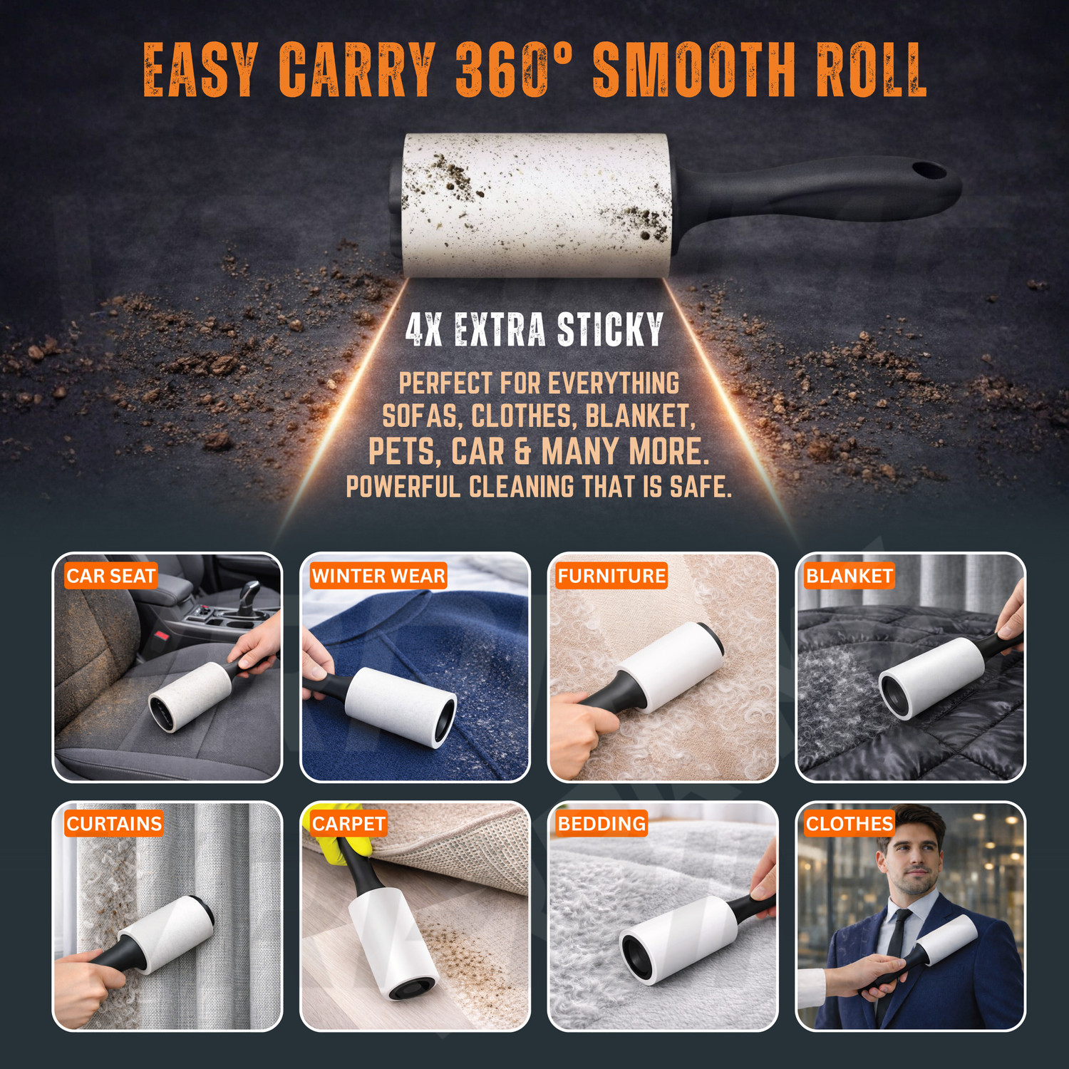 Image of VRPRIME 180 Sheets Lint Roller Remover for Clothes Reusable Sticky Easy-Tear Sheet Lint Roller