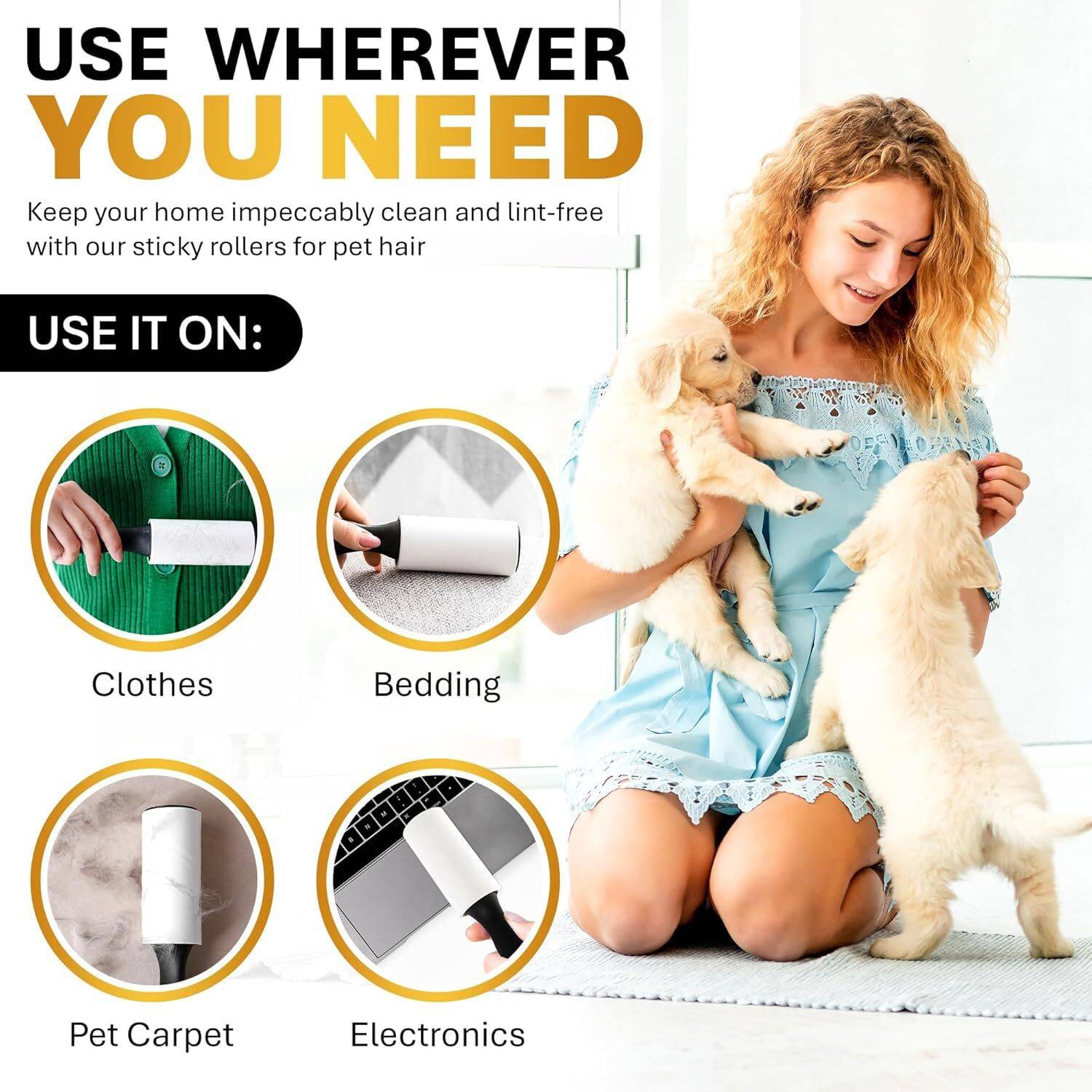Q one store Lint Roller Set with 1 Handle & 5 Refills - Image 3