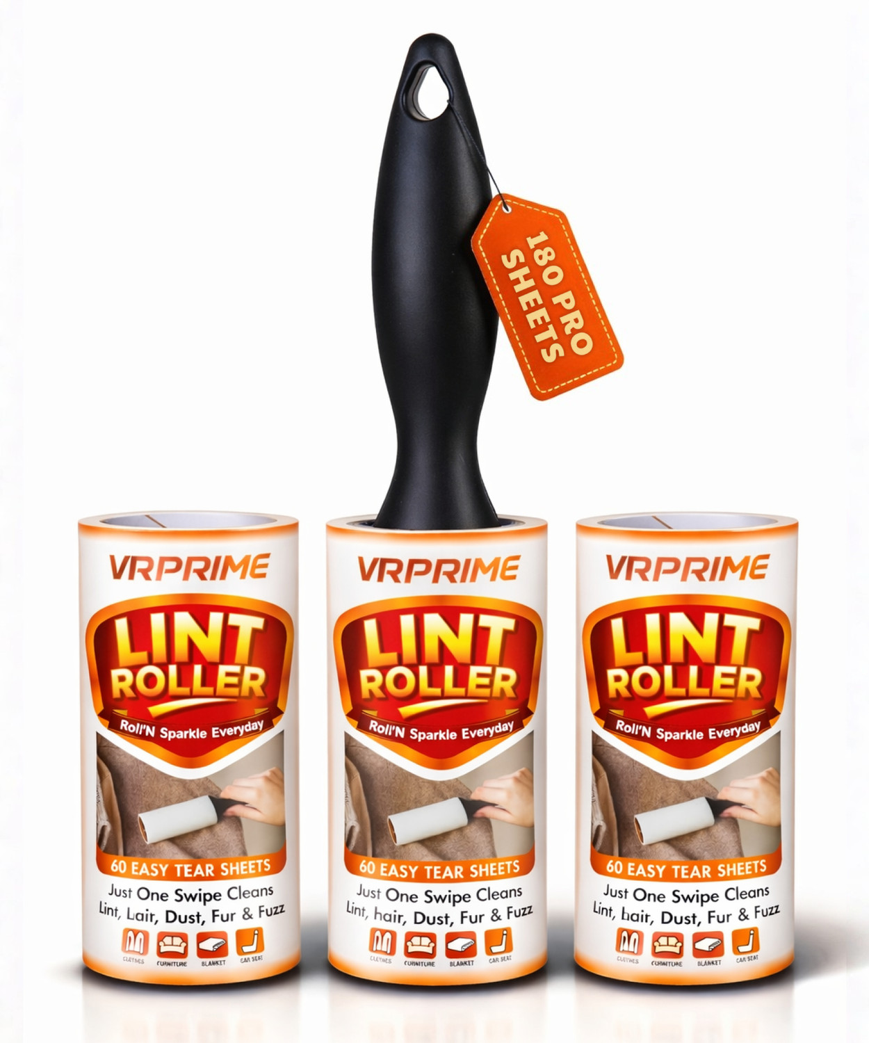 Image of VRPRIME 180 Sheets Lint Roller Remover for Clothes Reusable Sticky Easy-Tear Sheet Lint Roller