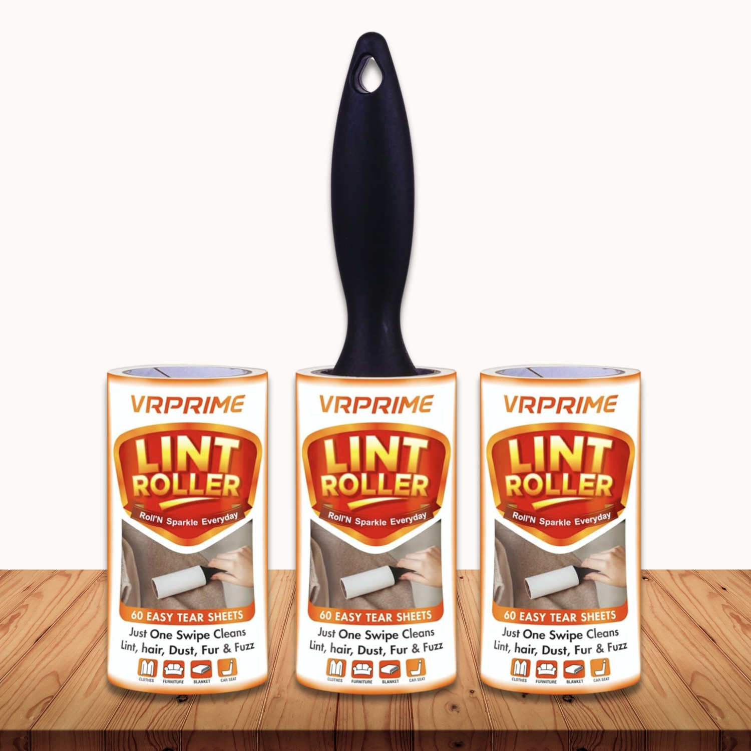 Image of VRPRIME Lint Roller for Clothes, Sofa Blanket & Pet Hair Reusable Sticky Strong Adhesive Lint Roller