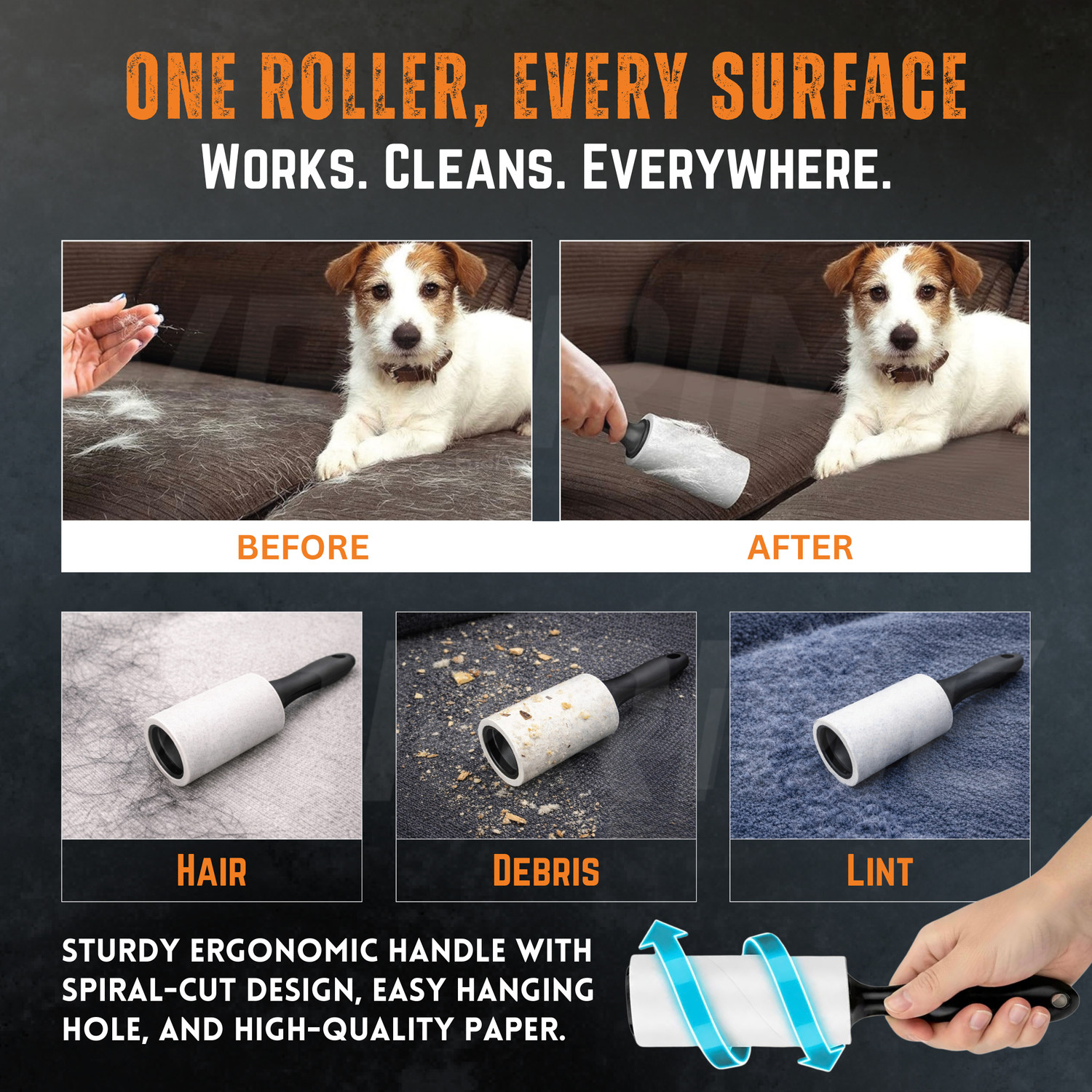 Image of VRPRIME 180 Sheets Lint Roller Remover for Clothes Reusable Sticky Easy-Tear Sheet Lint Roller