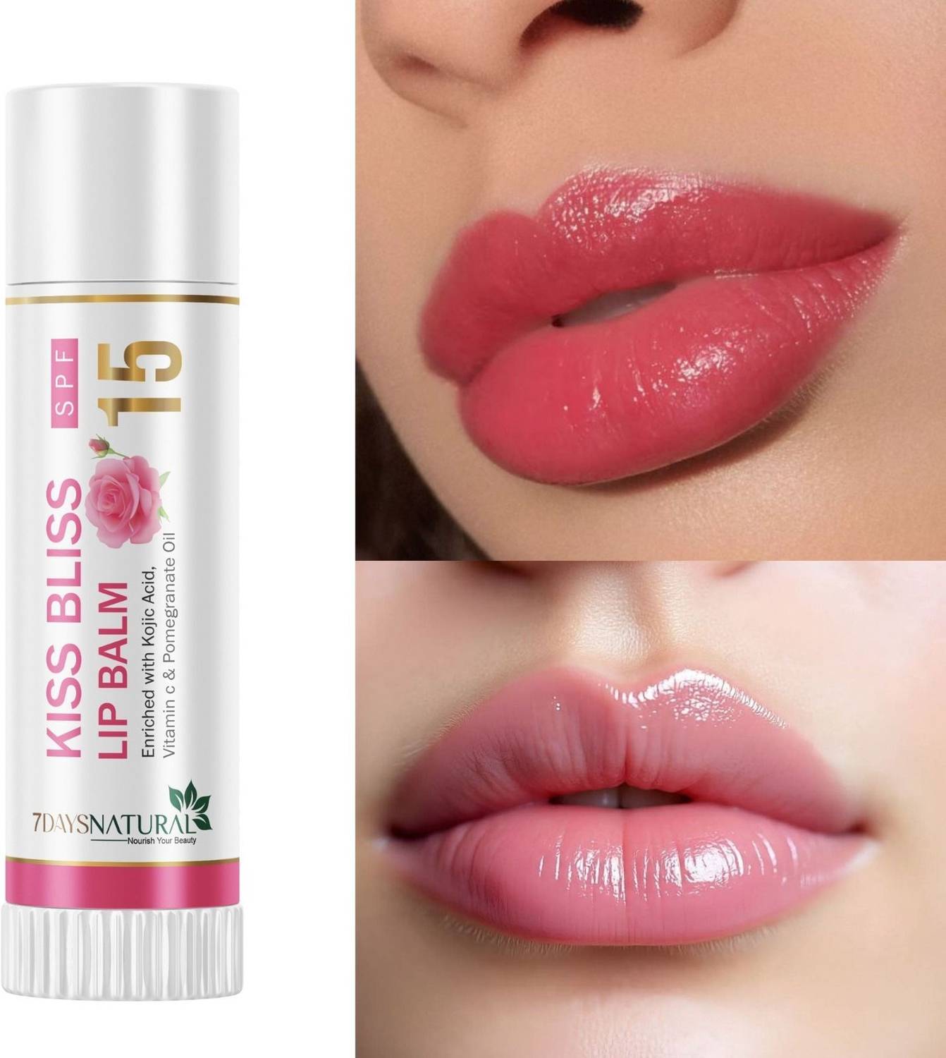 7days natural Rose Tinted Vitamin C + Kojic Acid LiP Balm, SPF 15, for  Brighten & Shiny Lip Rose - Price in India, Buy 7days natural Rose Tinted Vitamin  C + Kojic