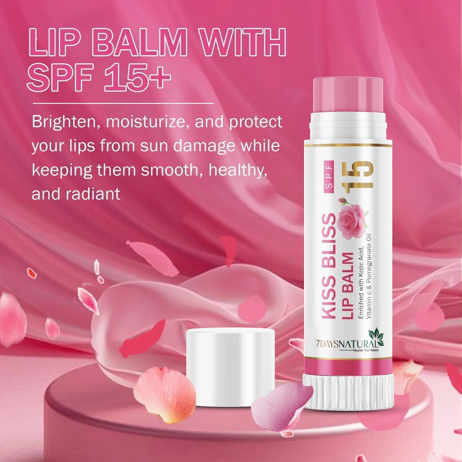 7days natural Rose Tinted Vitamin C + Kojic Acid LiP Balm, SPF 15, for  Brighten & Shiny Lip Rose